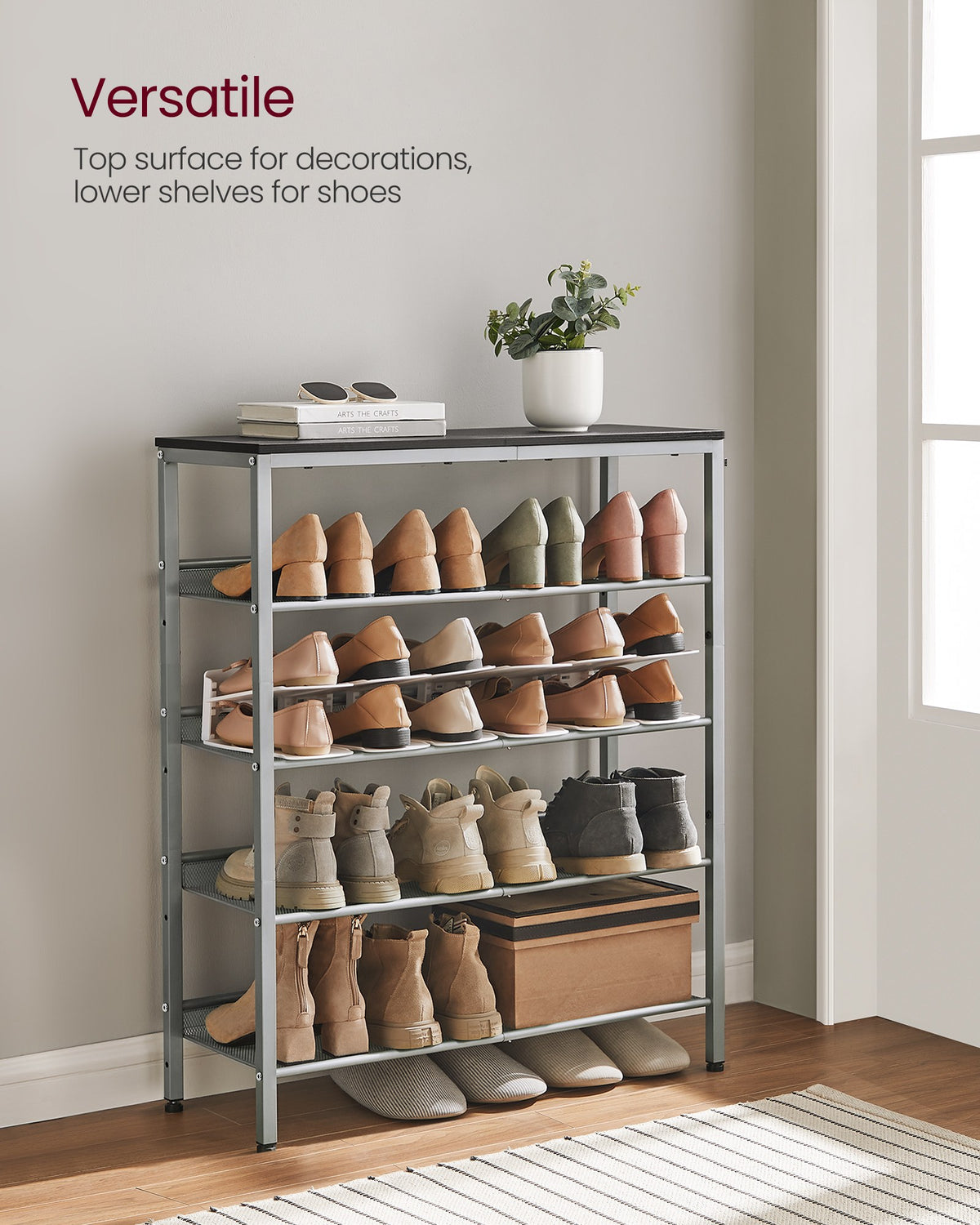 Shoe Rack - 5-Tier - Narrow Design - for Entryway