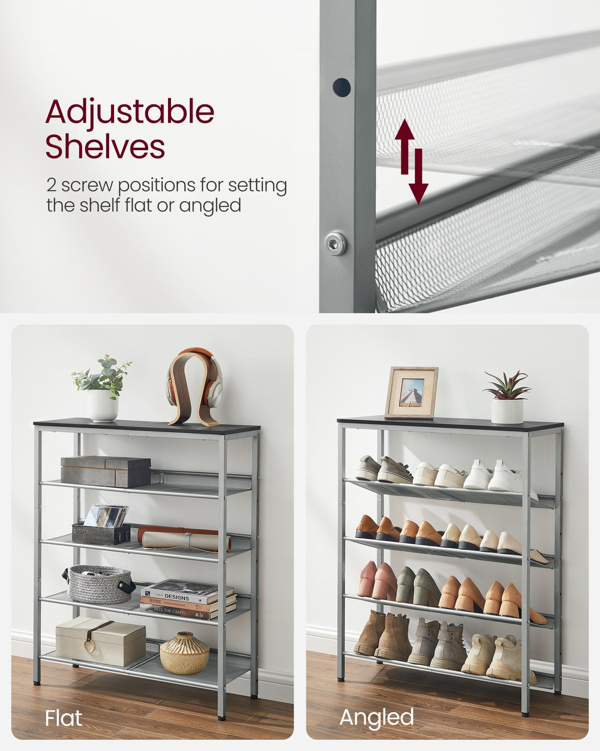 Shoe Rack - 5-Tier - Narrow Design - for Entryway