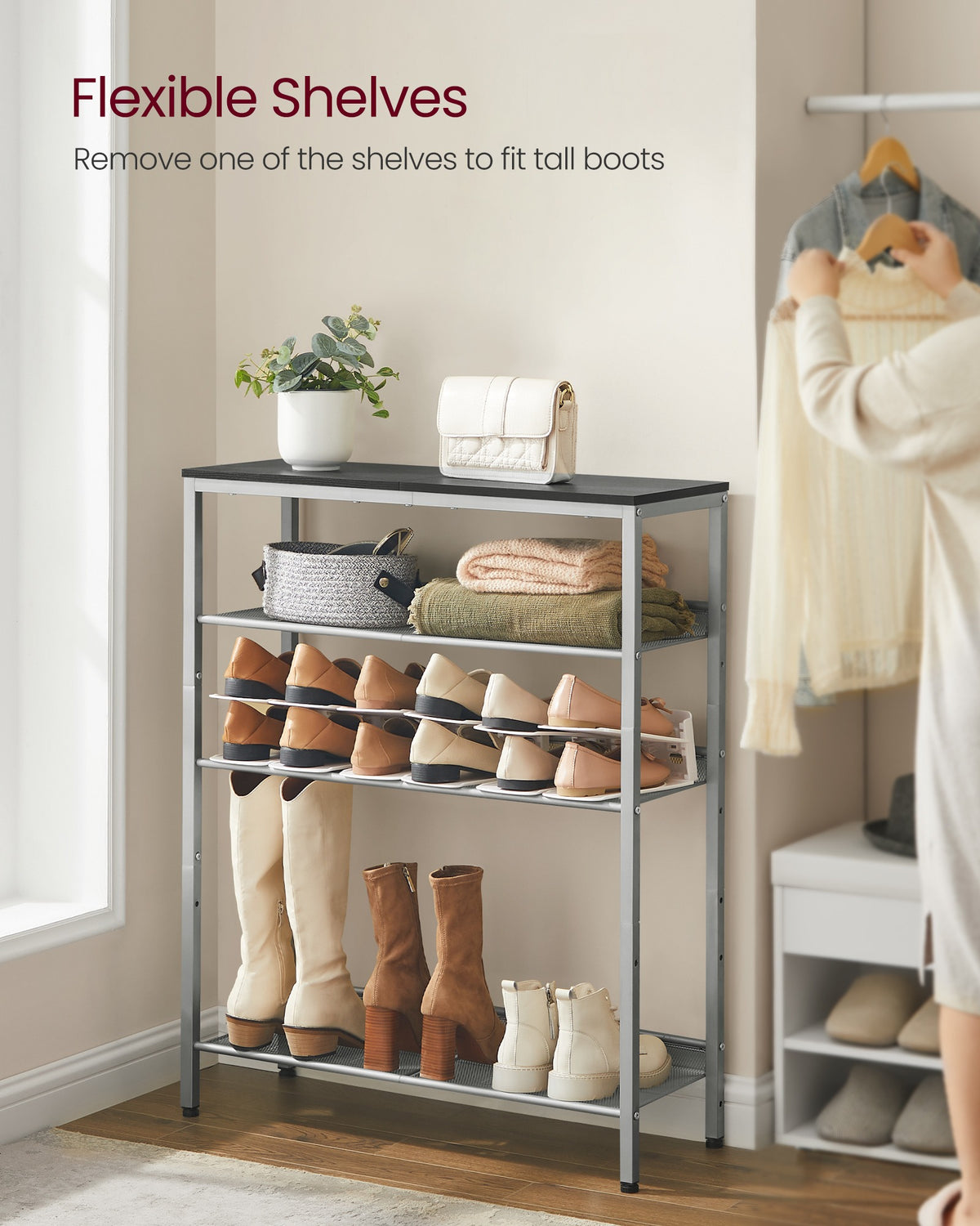 Shoe Rack - 5-Tier - Narrow Design - for Entryway