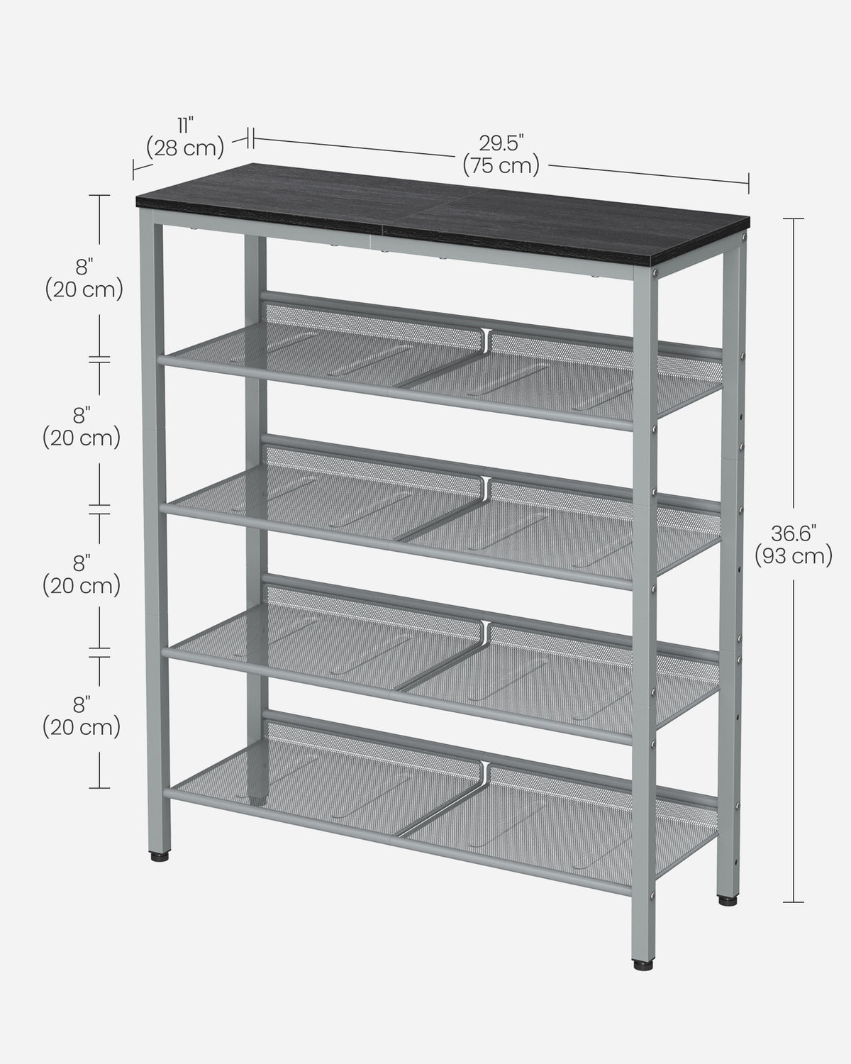 Shoe Rack - 5-Tier - Narrow Design - for Entryway