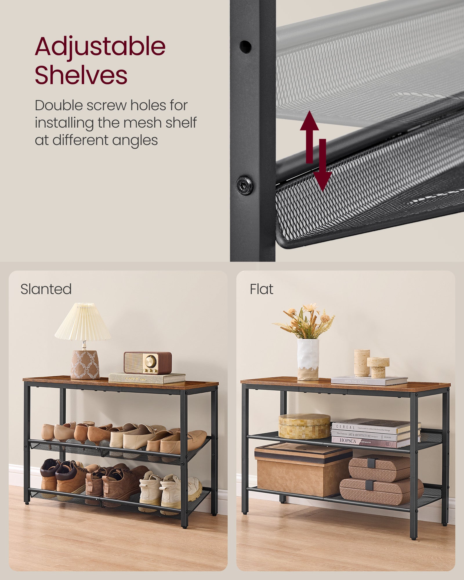 Shoe Rack for Entryway - 3-Tier Shoe Rack Organizer with Storage Shelves and Spacious Top