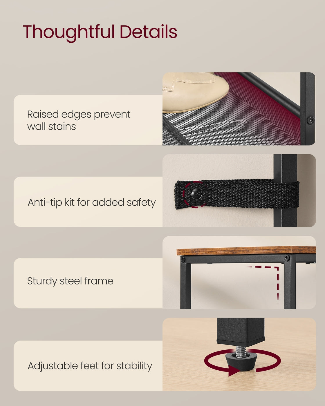 Adjustable Shoe Rack with Storage Shelves for Entryway