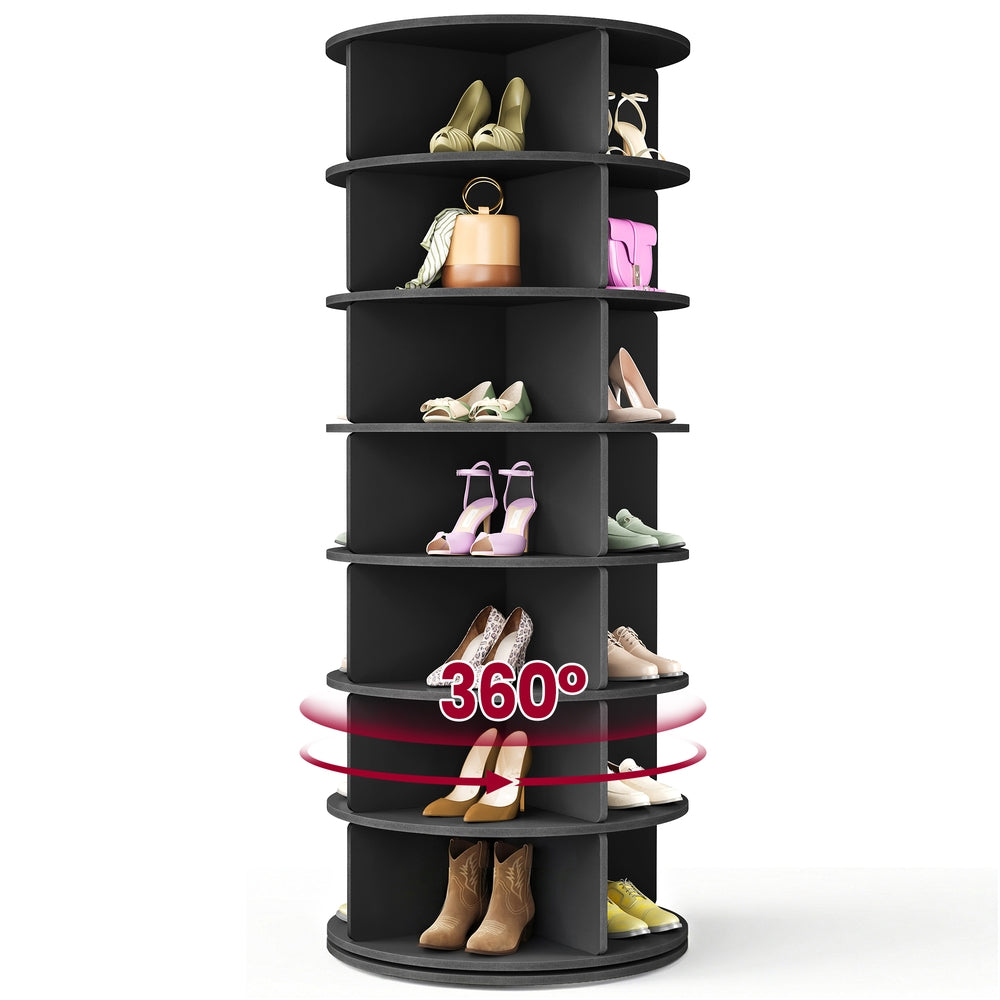 7-Tier Rotating Shoe Rack Tower - Free Standing 360 Degree Spinning Shoe Organizer