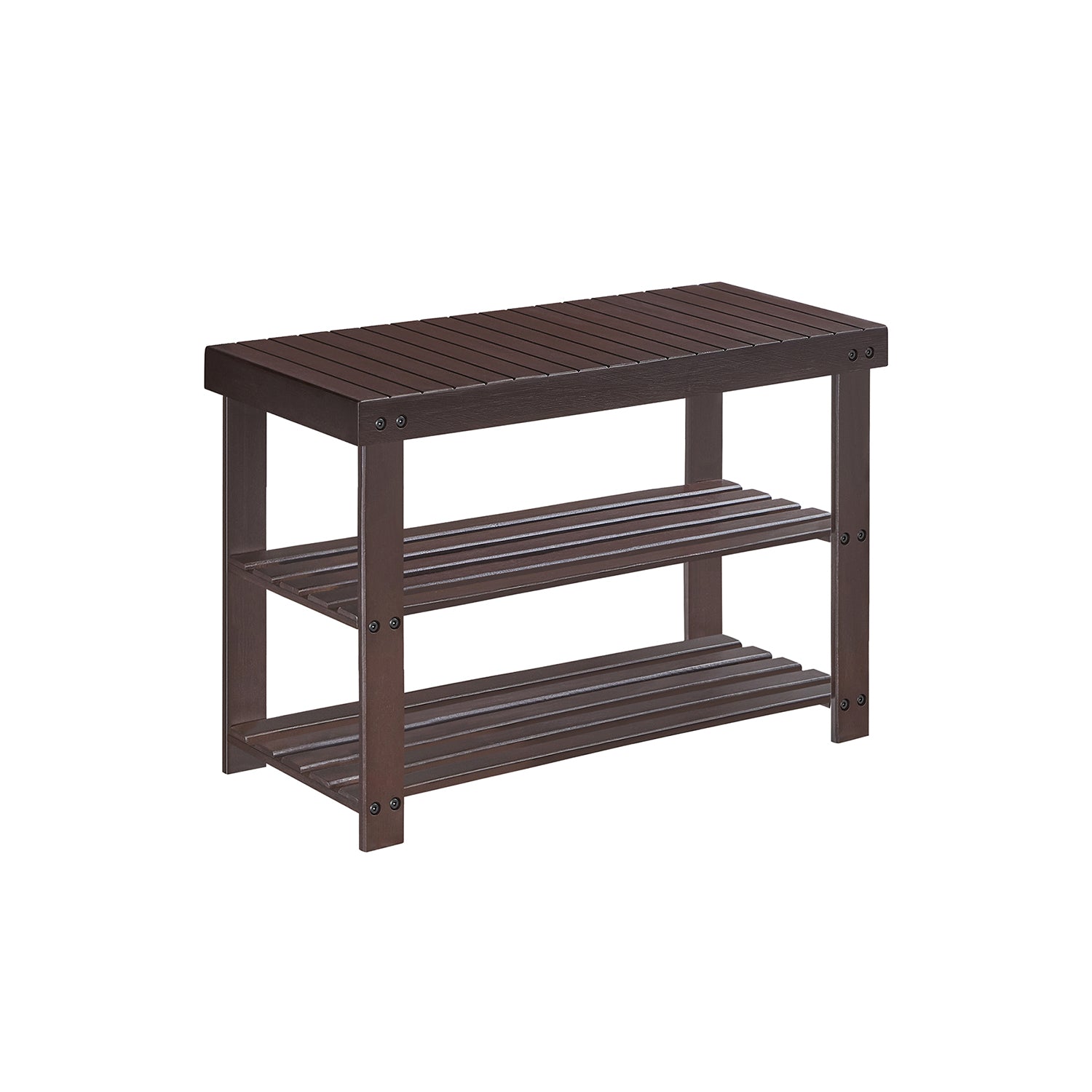 Shoe Rack Bench 3-Tier Bamboo Shoe Storage Organizer Ink Black - Brown - 11.3"D x 27.6”W x 17.8"H