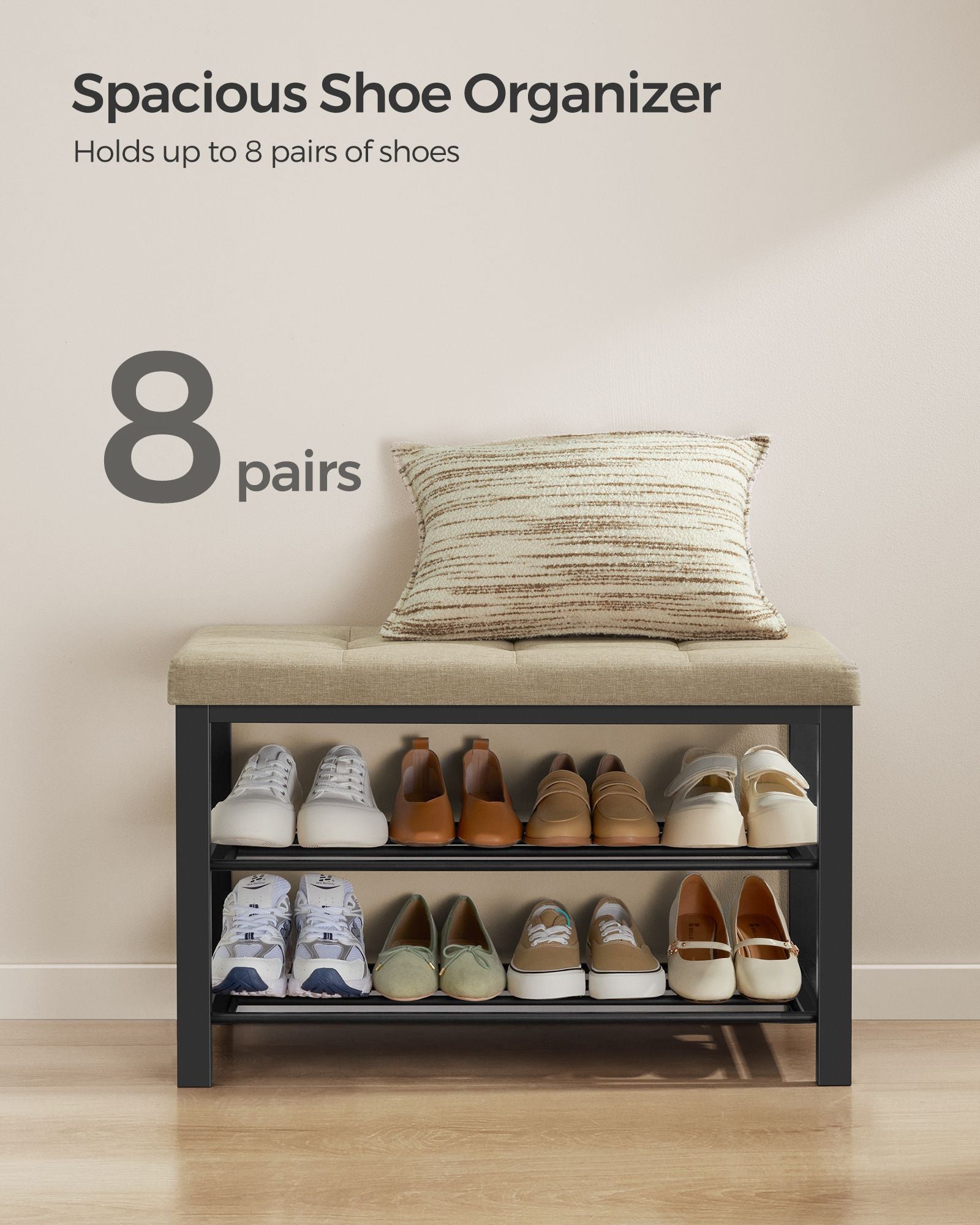 Shoe Bench - Storage Bench - Entryway Bench with Cushion