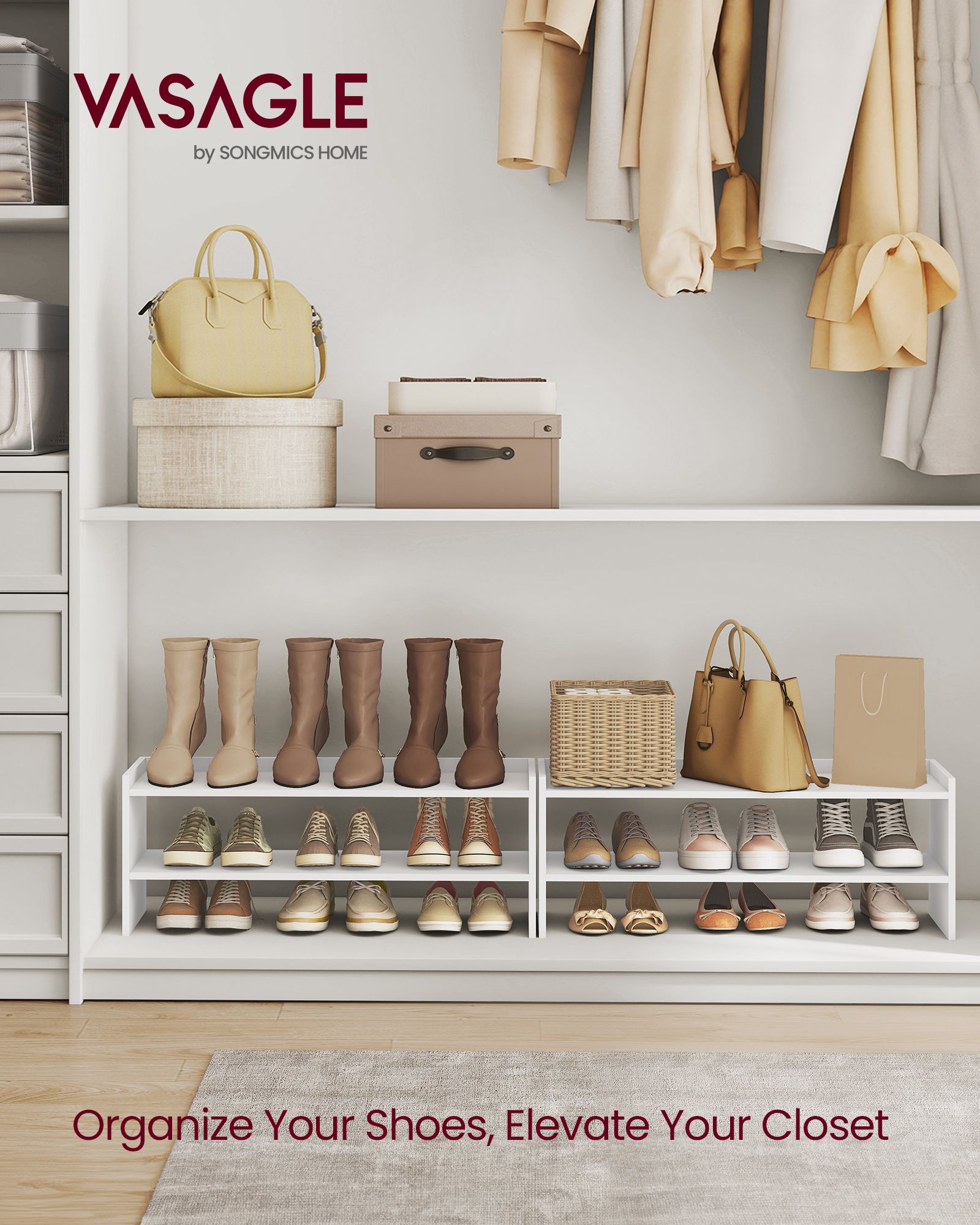 Wide Stackable Shoe Rack