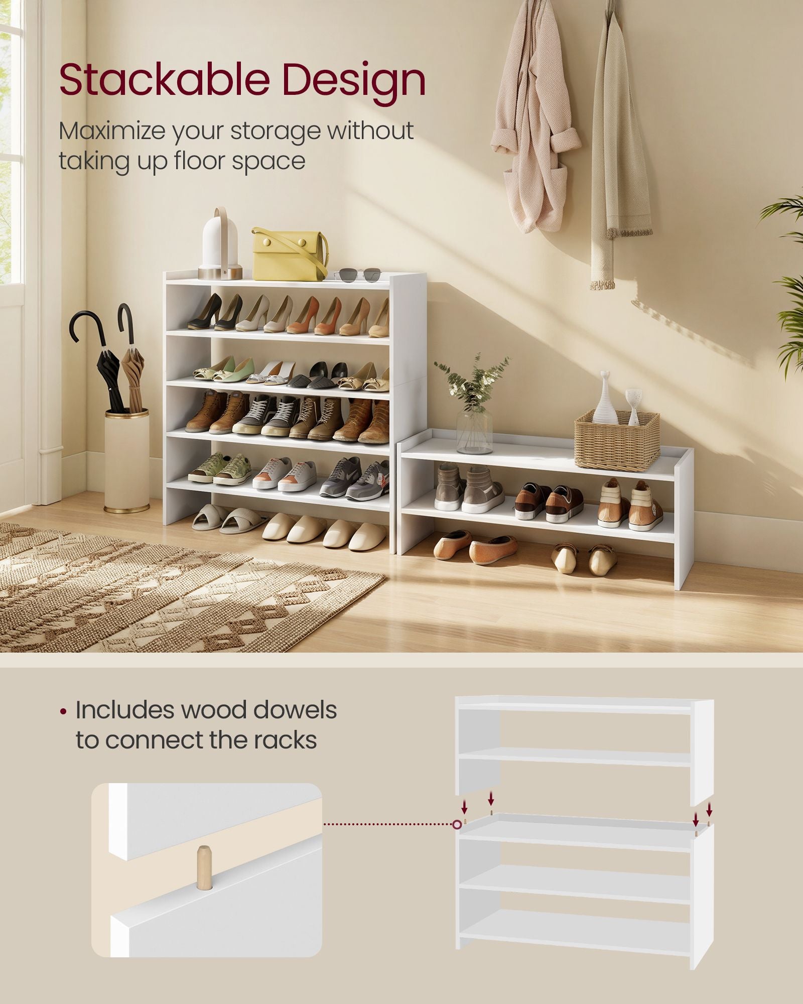 Wide Stackable Shoe Rack