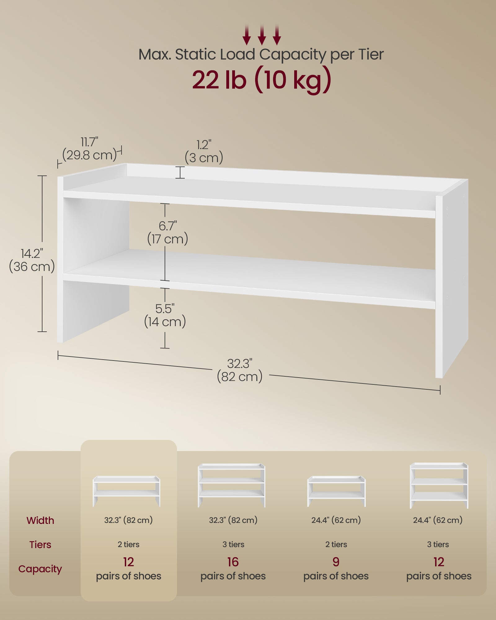 Wide Stackable Shoe Rack