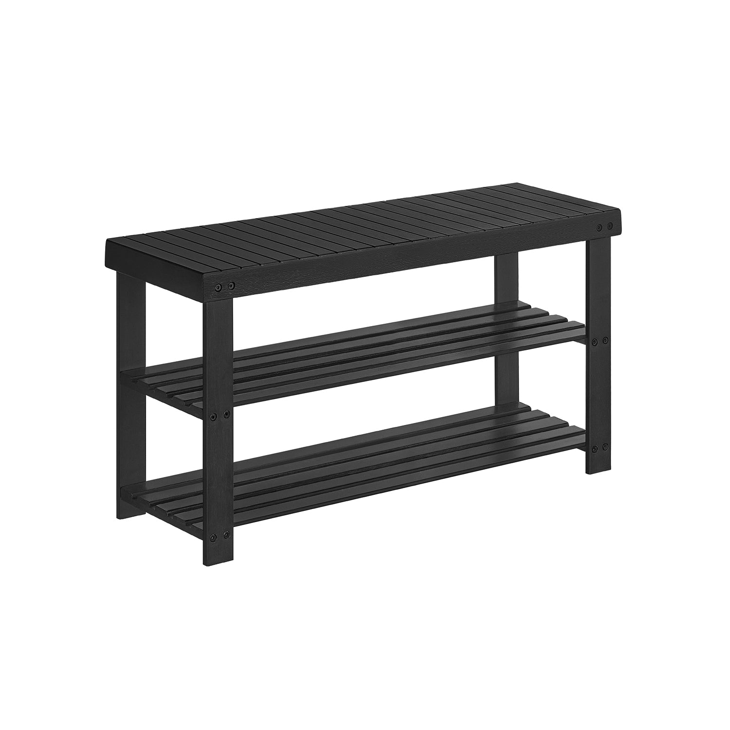 Shoe Rack Bench 3-Tier Bamboo Shoe Storage Organizer Ink Black - Black - 11.3"D x 35.4"W x 17.8"H