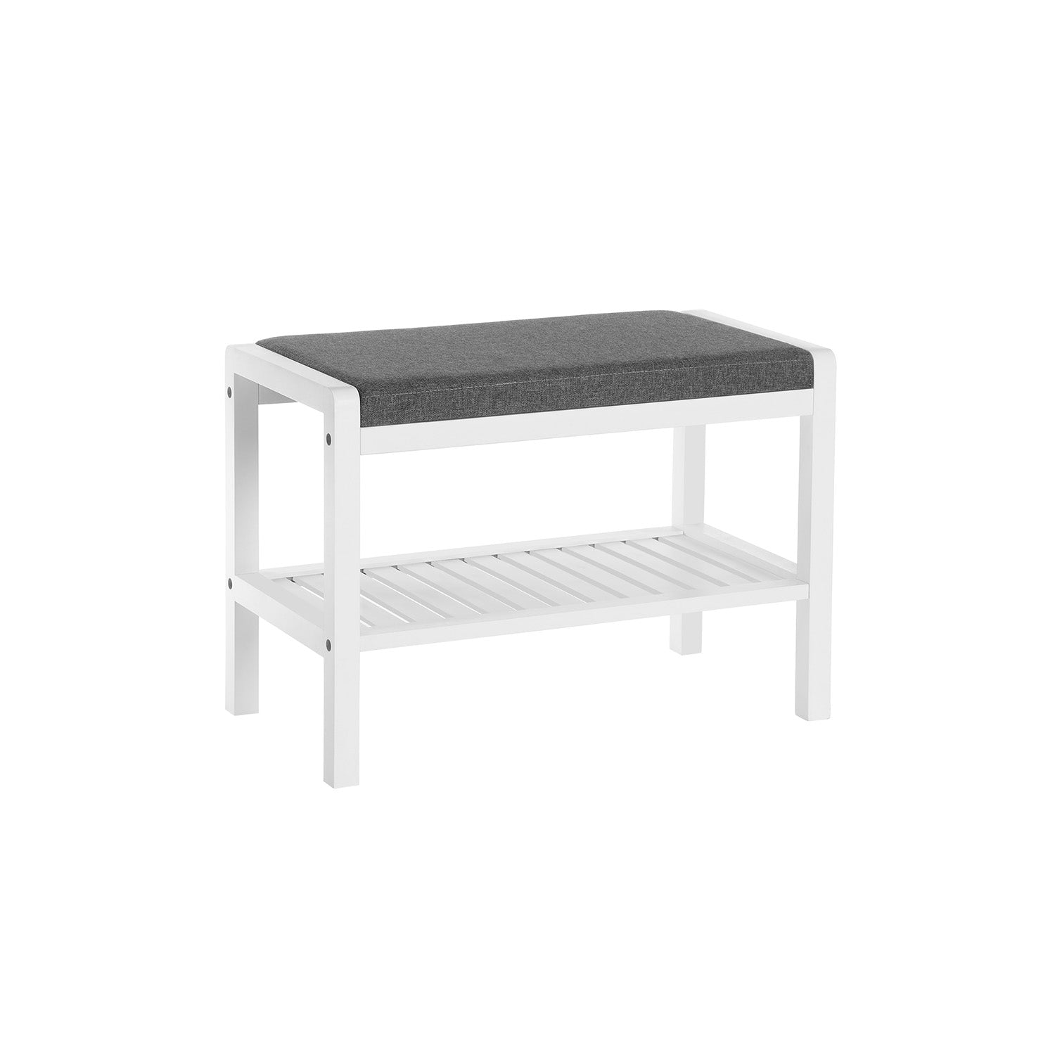 Shoe Rack Bench with Cushion Upholstered Padded Seat - Gray, White