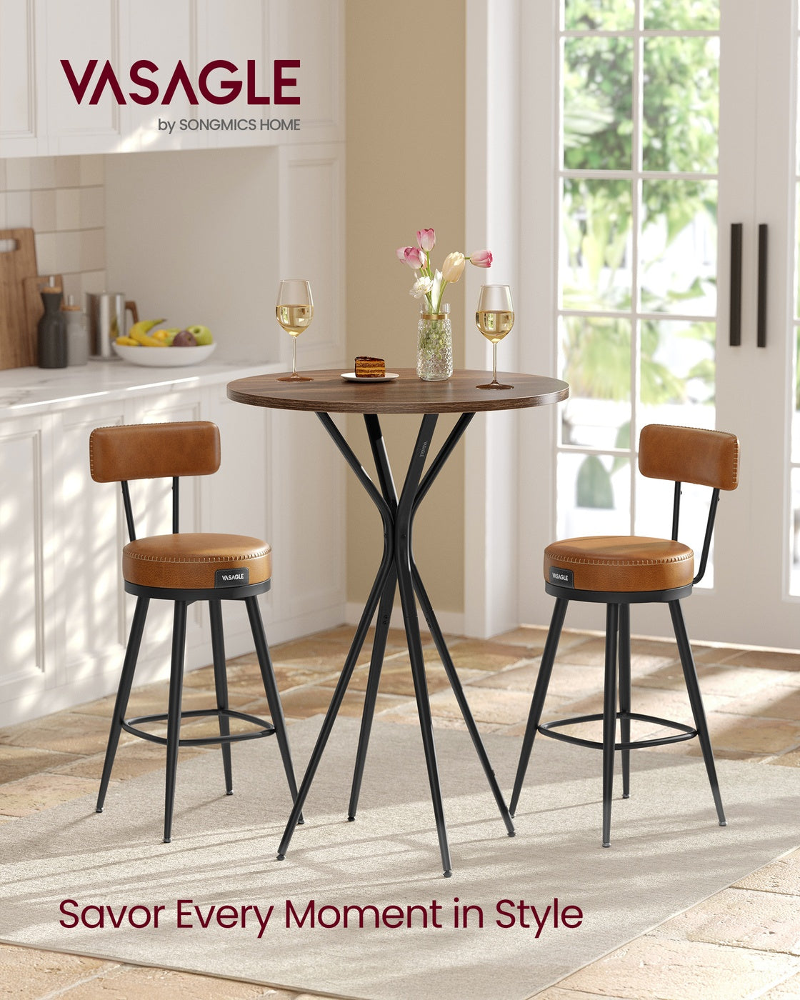 Round Bar Table - Cocktail High-Top - 41 Inch - Steel Frame