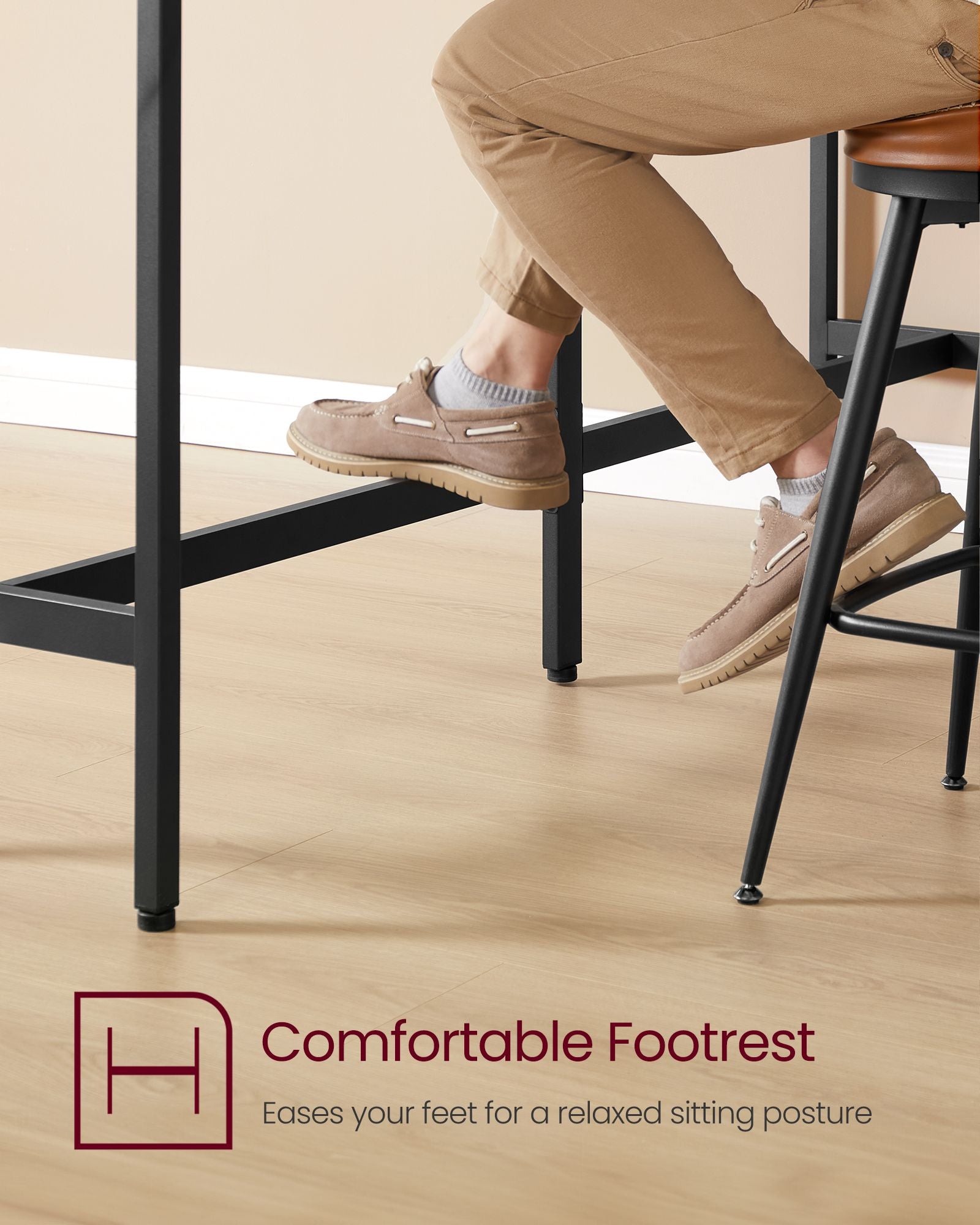 Bar Table - Kitchen Dining Table - High Top Pub Table - Bar Height Cocktail Table for Living Room Party - Sturdy Metal - 15.7 x 63 x 35.4 Inches for Narrow Spaces - Rustic Brown and Ink Black