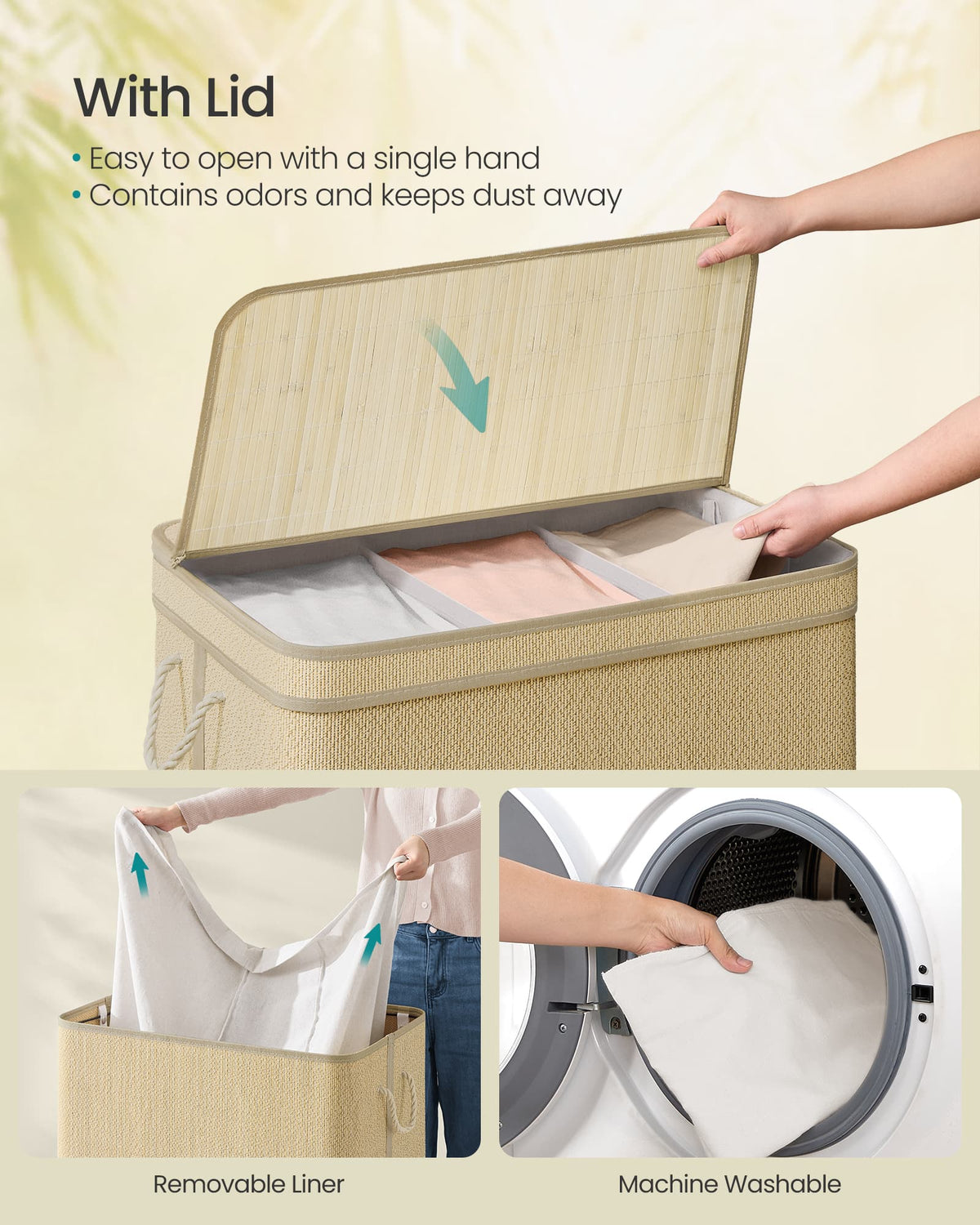 Laundry Hamper - 3-Section - 44.9 Gallon Capacity