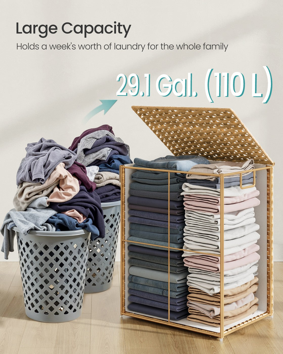 Rattan-Look Laundry Hamper