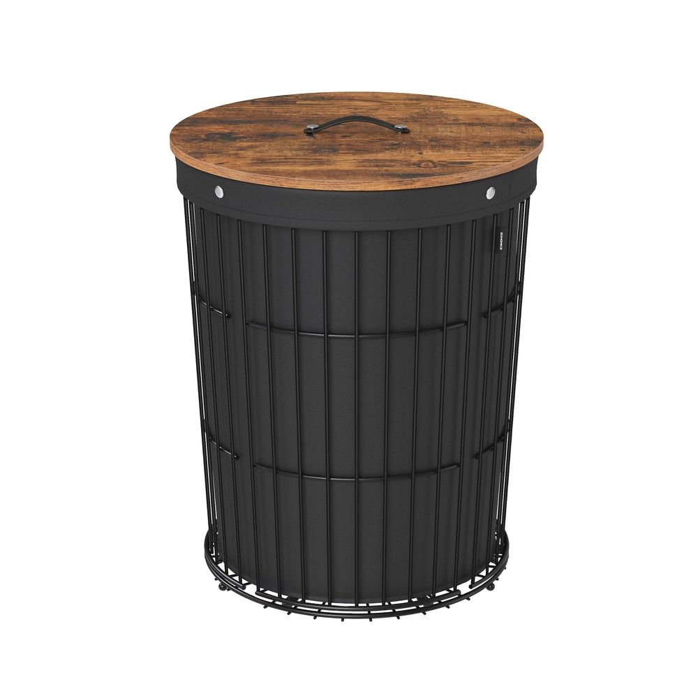 Round Laundry Hamper With Lid - Black
