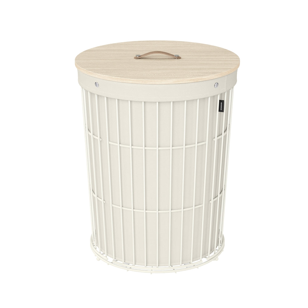Round Laundry Hamper With Lid - White