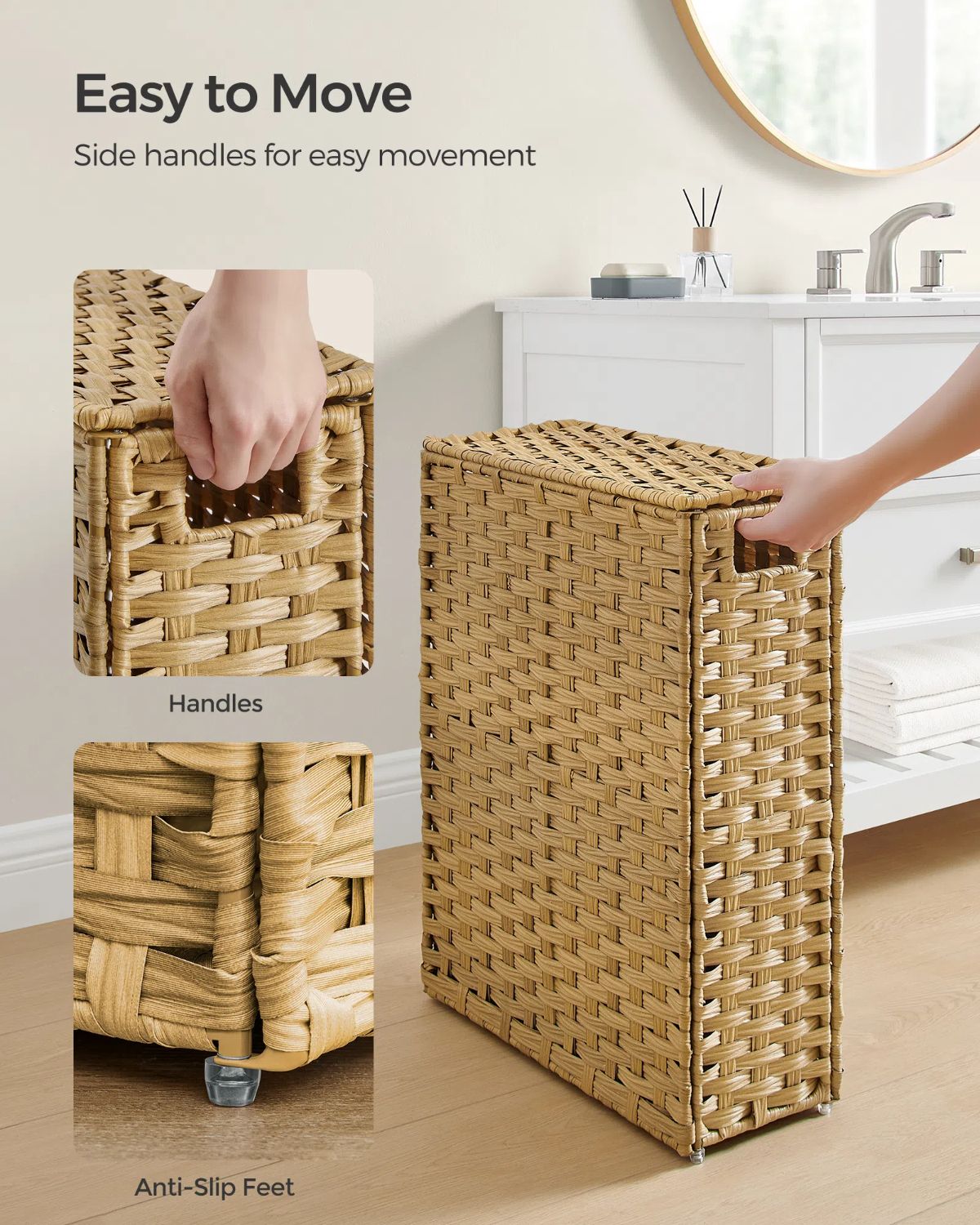 Rattan-Look Laundry Hamper - 29 Gallon - Side Handles