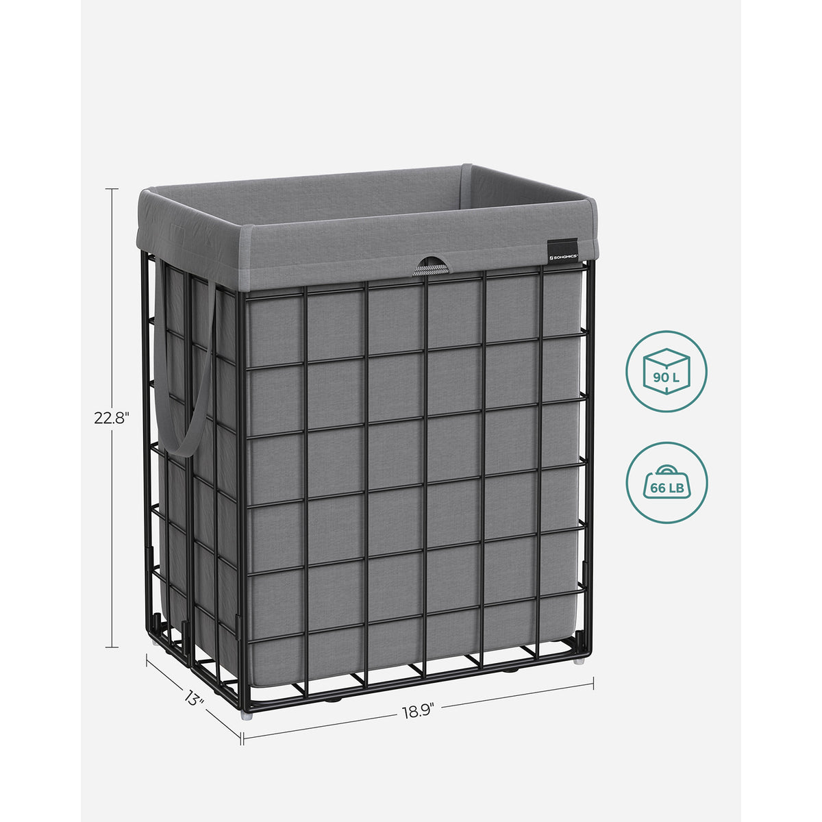 Laundry Hamper - Metal Wire Frame - 34.3 Gallon