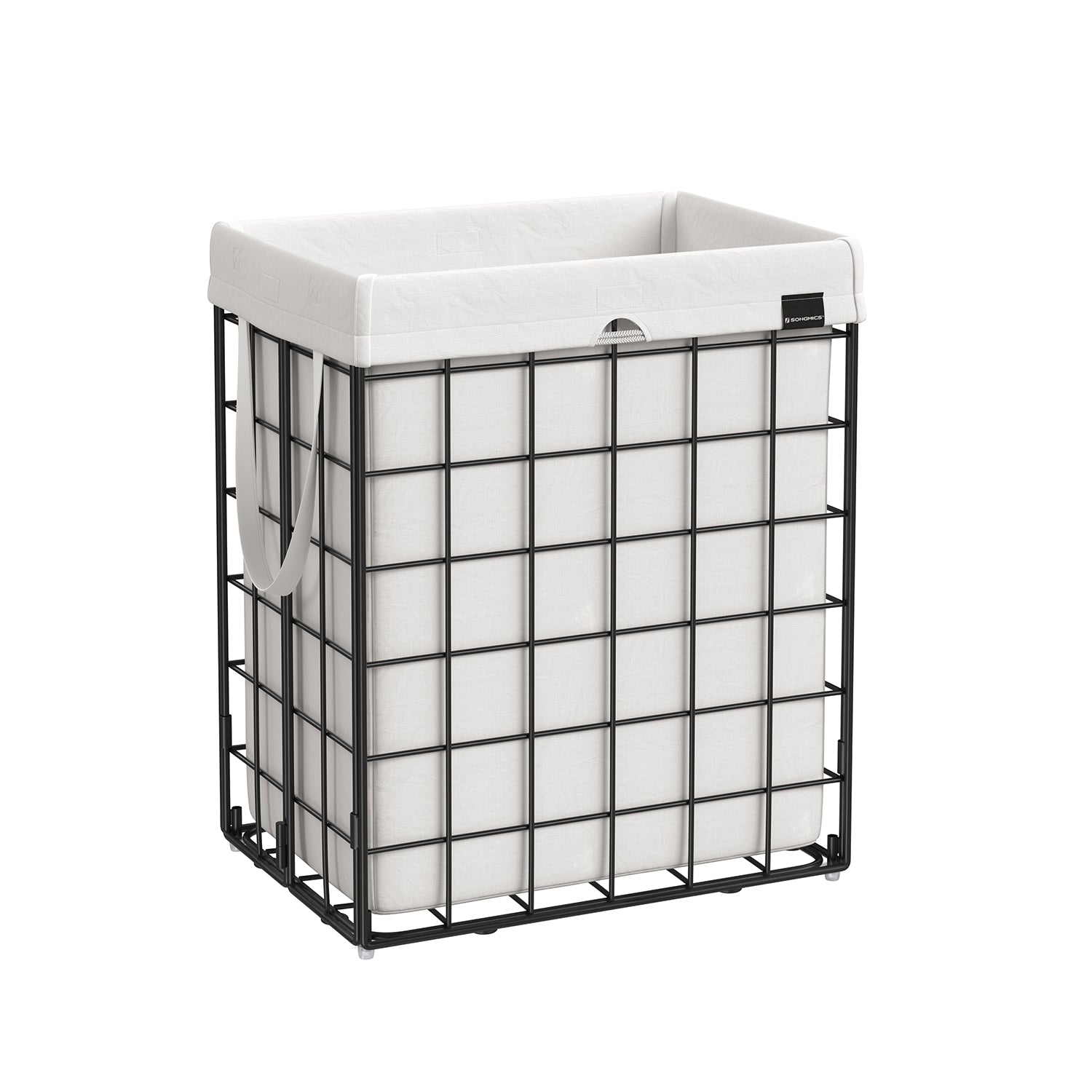 Laundry Hamper with Metal Wire Frame - 34.3 Gal. (130L) - Black, White - 18.9”L x 13”W x 22.8”H