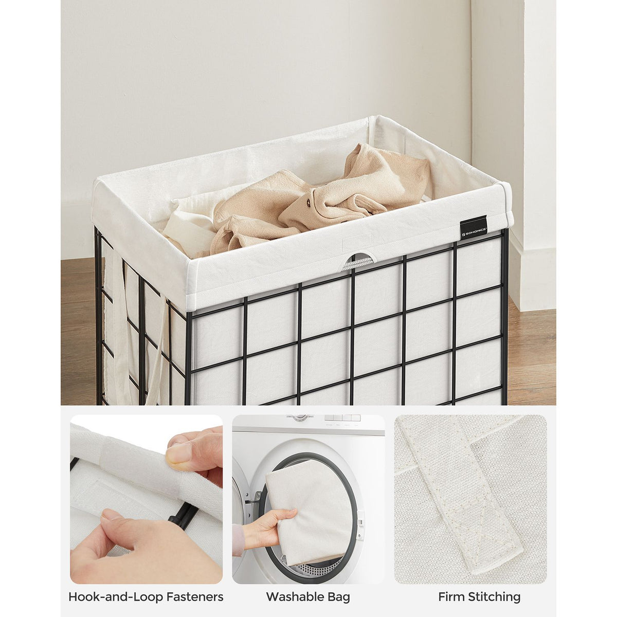 Laundry Hamper - Metal Wire Frame - 34.3 Gallon