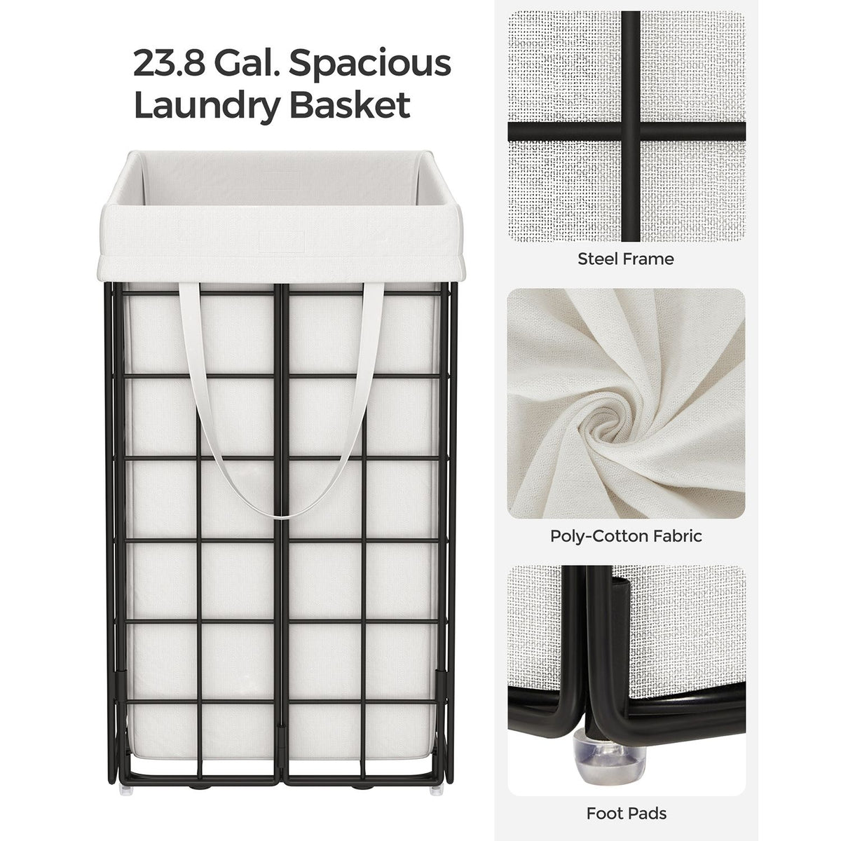 Laundry Hamper - Metal Wire Frame - 34.3 Gallon