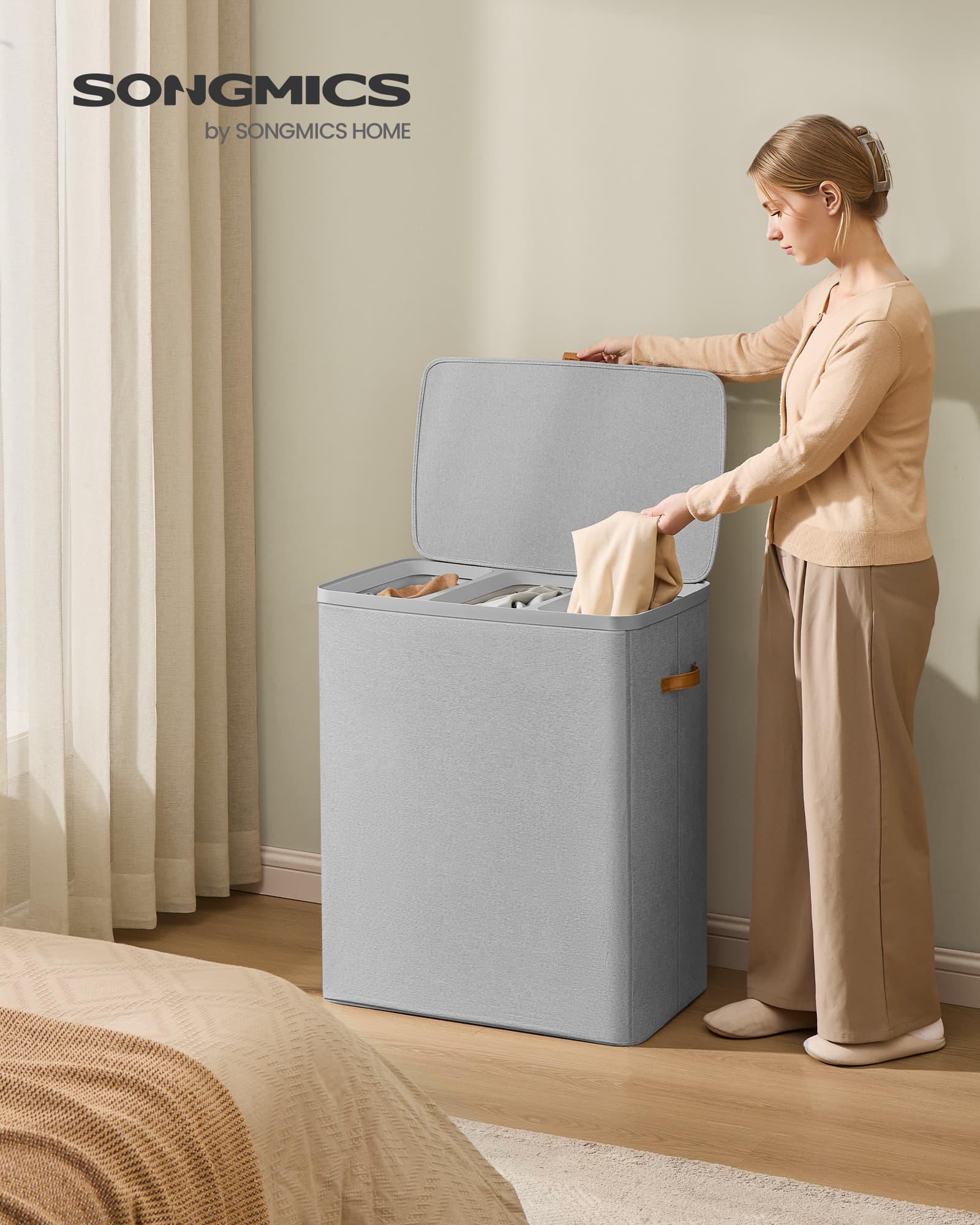 Laundry Hamper - 50 Gallon - Lid And Handles - Tall Soft Sided
