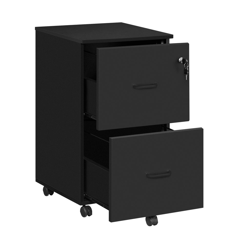 2-Drawer Rolling File Cabinet for Home Office - Ink Black