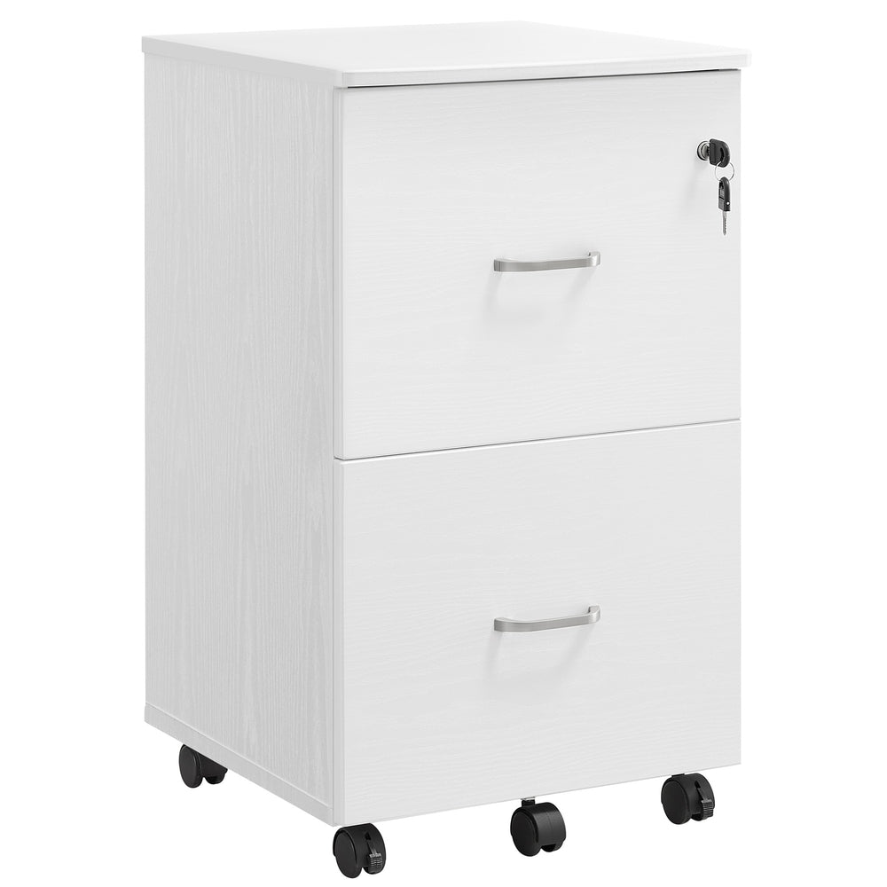 2-Drawer Rolling File Cabinet for Home Office - White