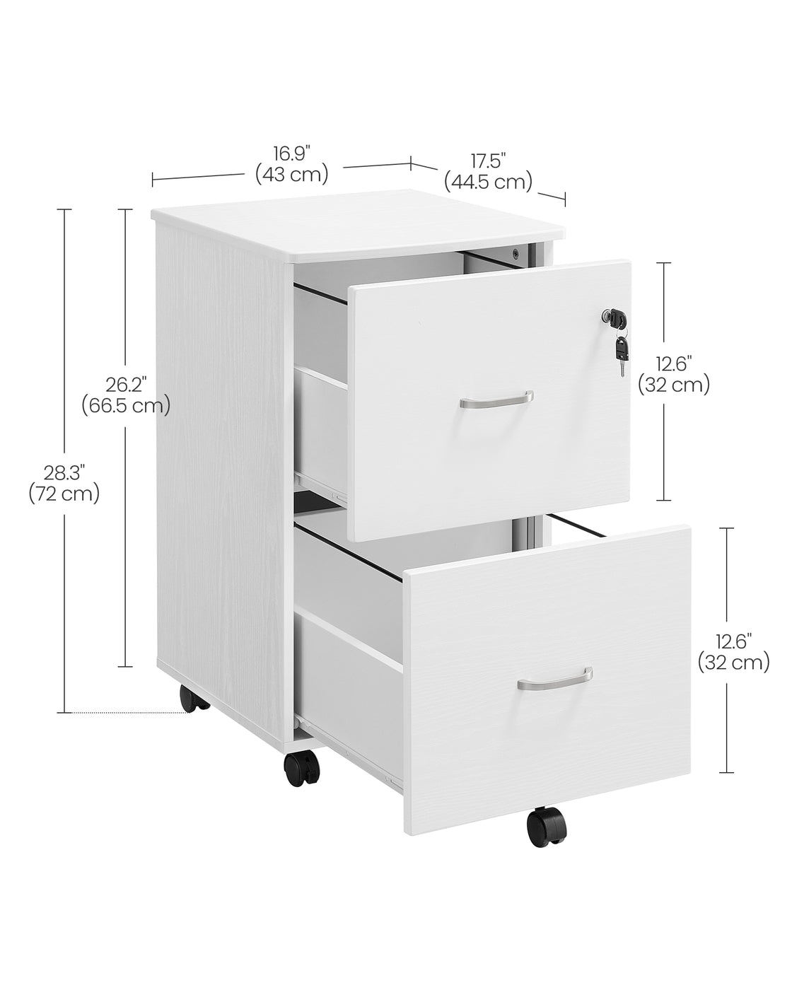 Rolling File Cabinet - 2-Drawer - Locking - For Home Office