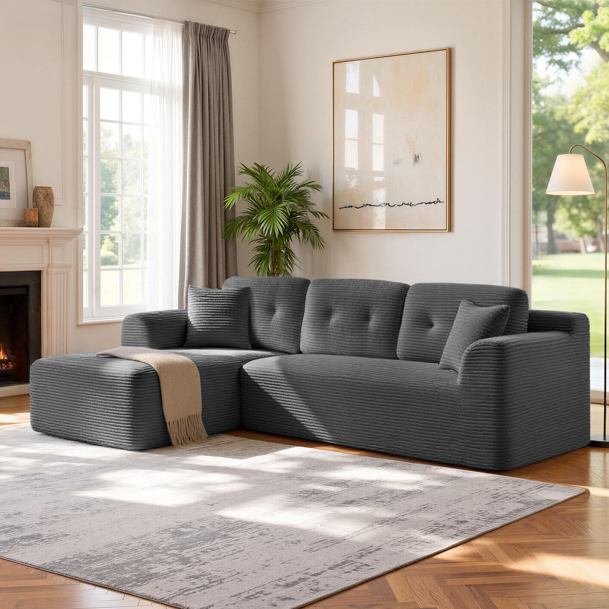 Modular Sectional Sofa - Boneless Couch - Chaise - 108.3 inches