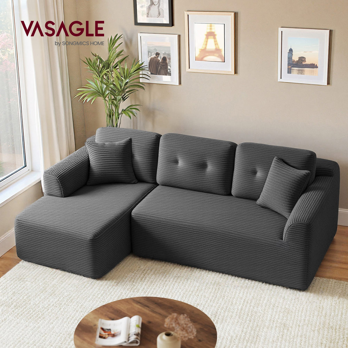 Modular Sectional Sofa - Boneless Couch - Chaise - 108.3 inches