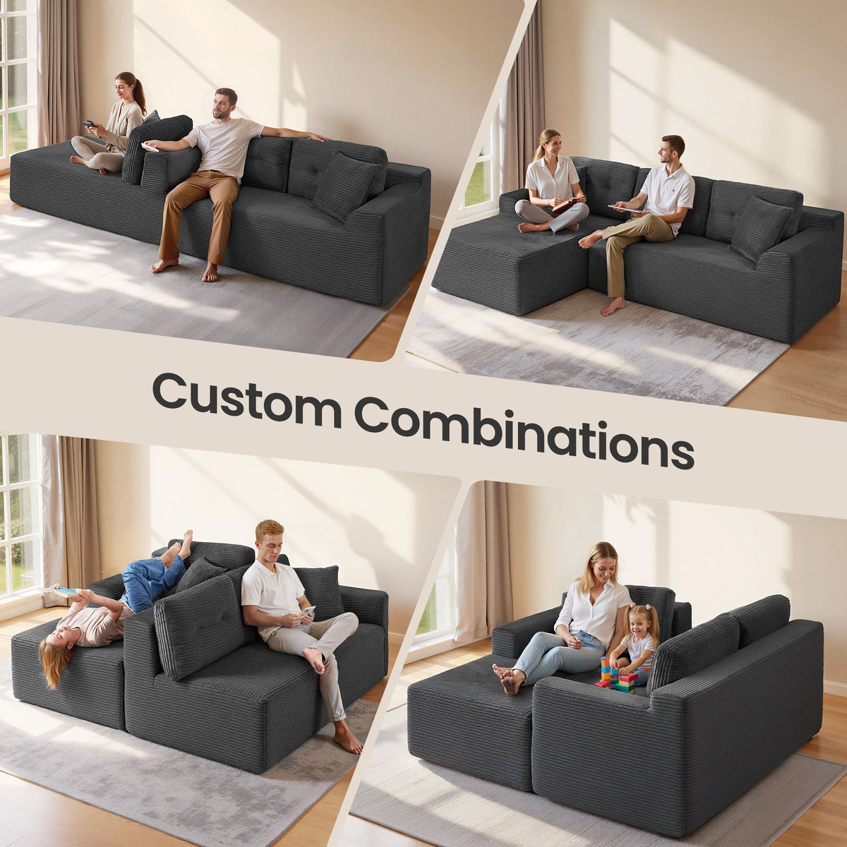 Modular Sectional Sofa - Boneless Couch - Chaise - 108.3 inches
