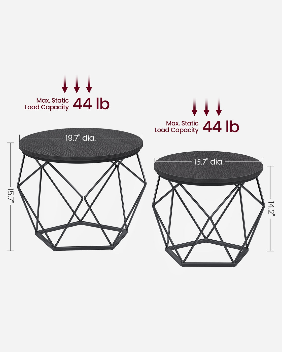 Round Coffee Table - Steel Frame - Set of 2