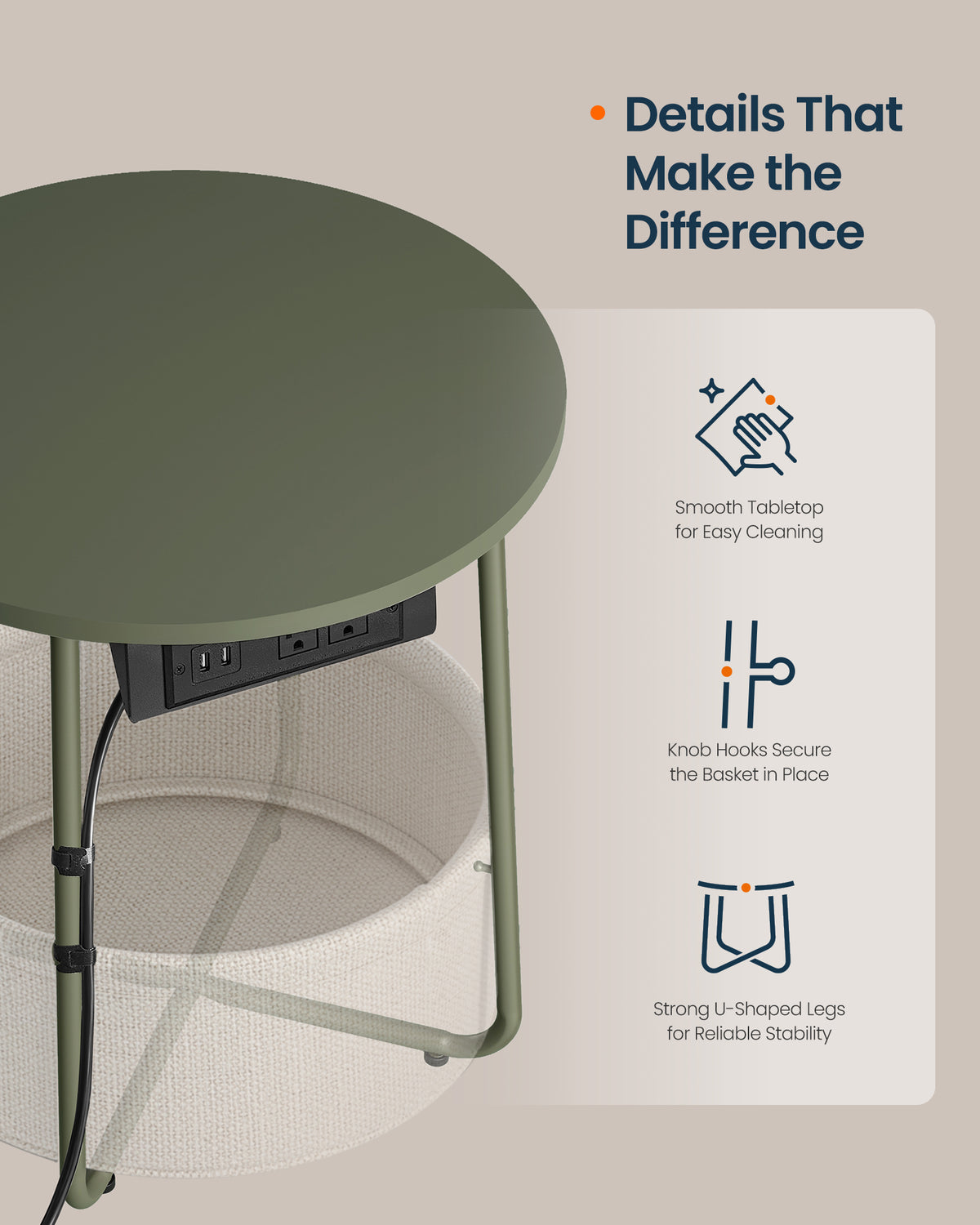 Round Side End Table