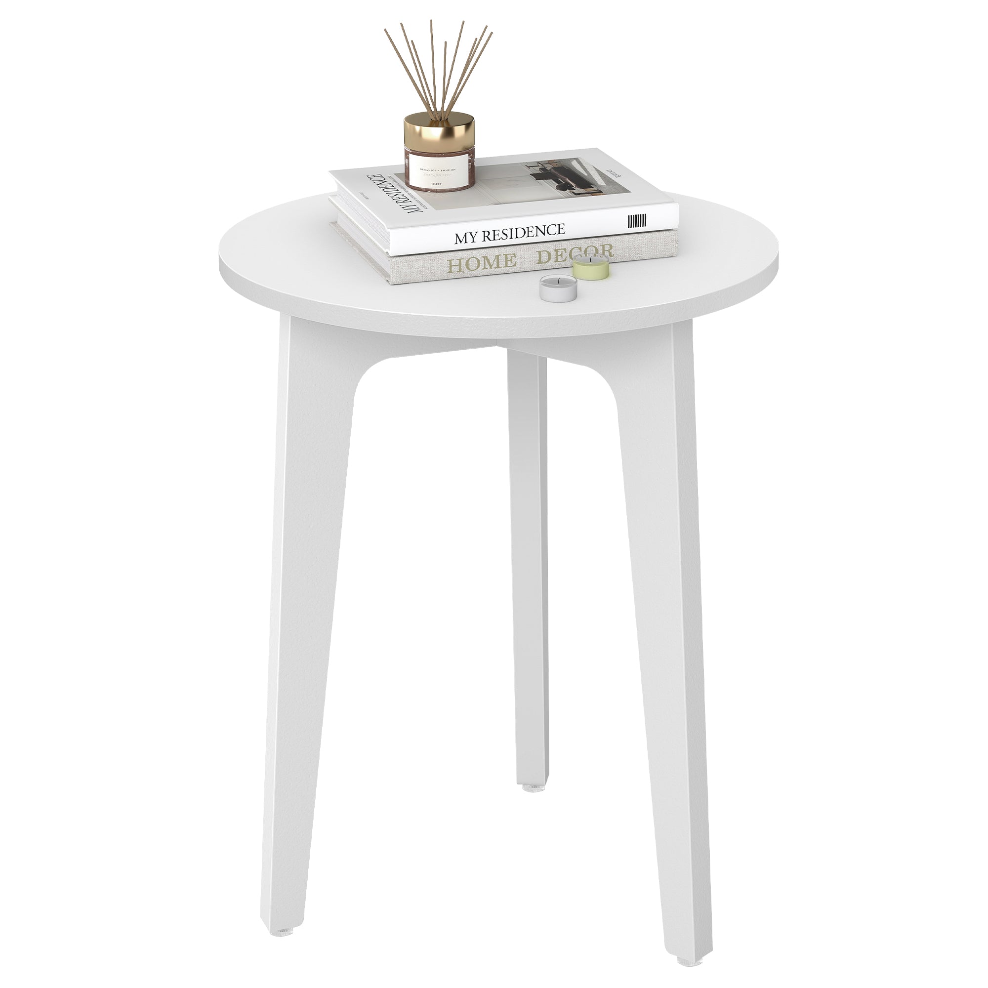 MAEZO Collection - Small Side Table - Round End Table - Cloud White