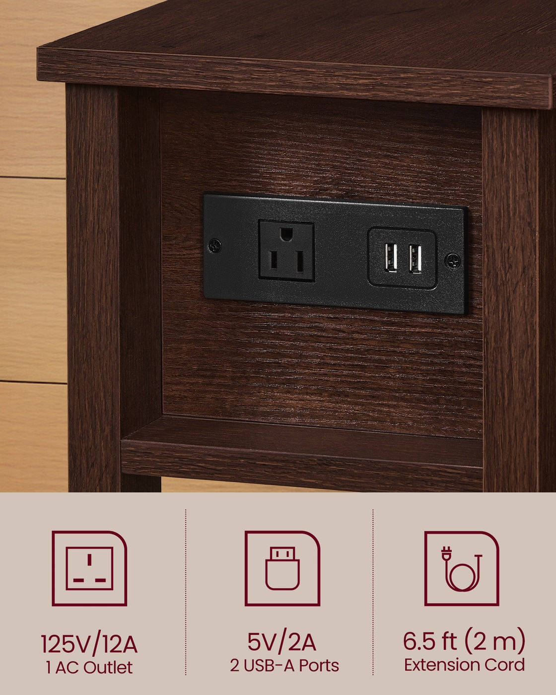 Farmhouse End Table with Storage Drawer - Saddle Brown - Saddle Brown