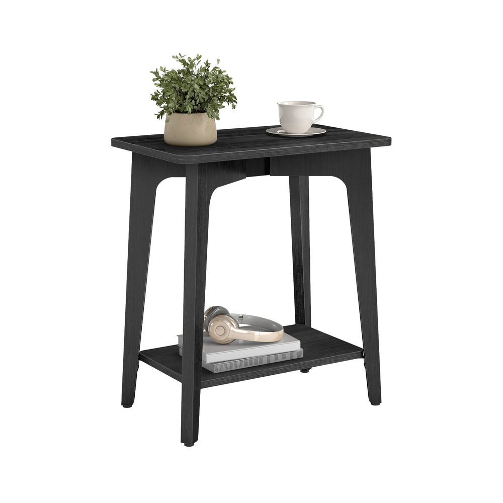 MAEZO Collection - Side Table - 2-Tier Small Rectangular End Table - Charcoal Gray
