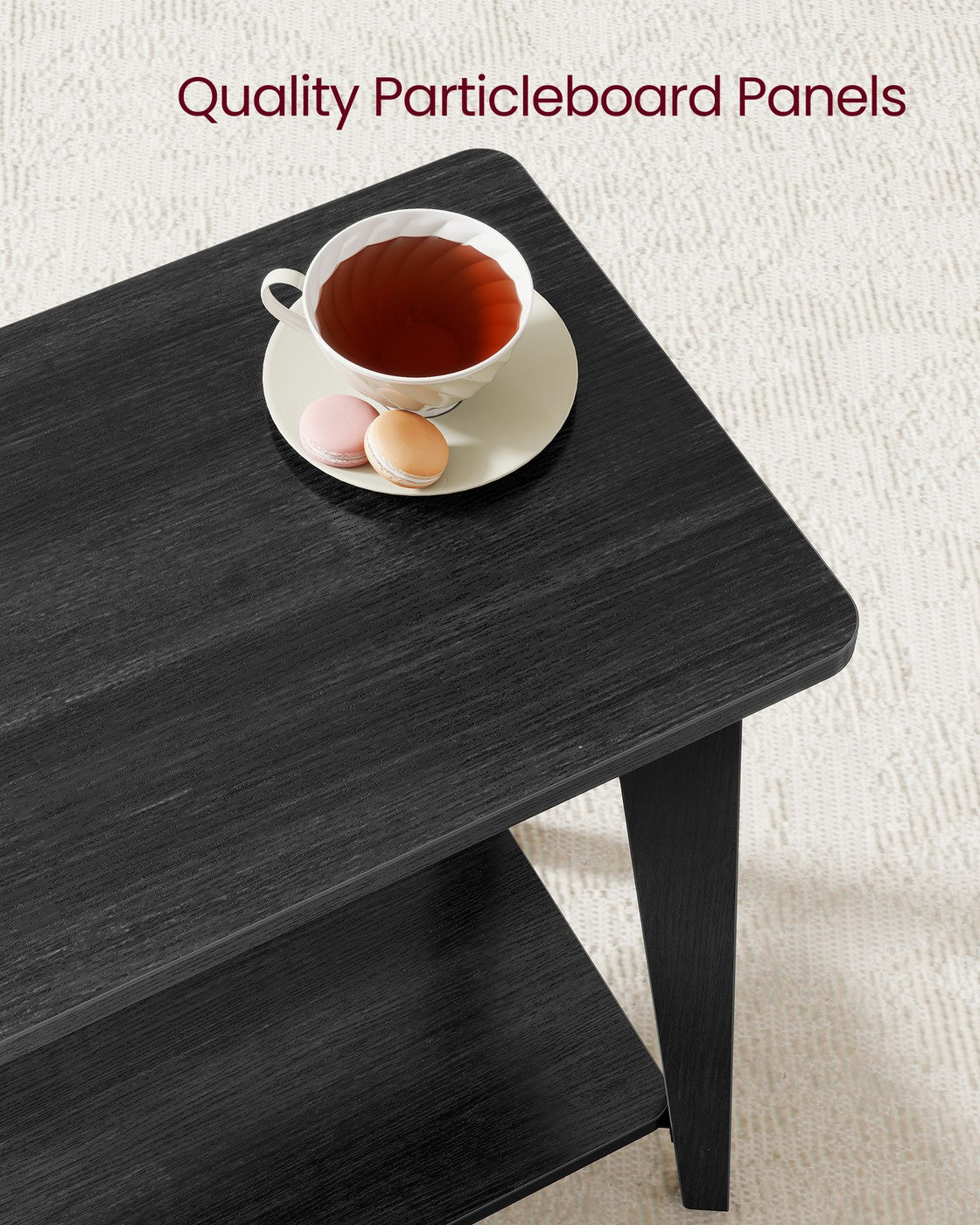 MAEZO Collection - Side Table - 2-Tier Small Rectangular End Table - Charcoal Gray