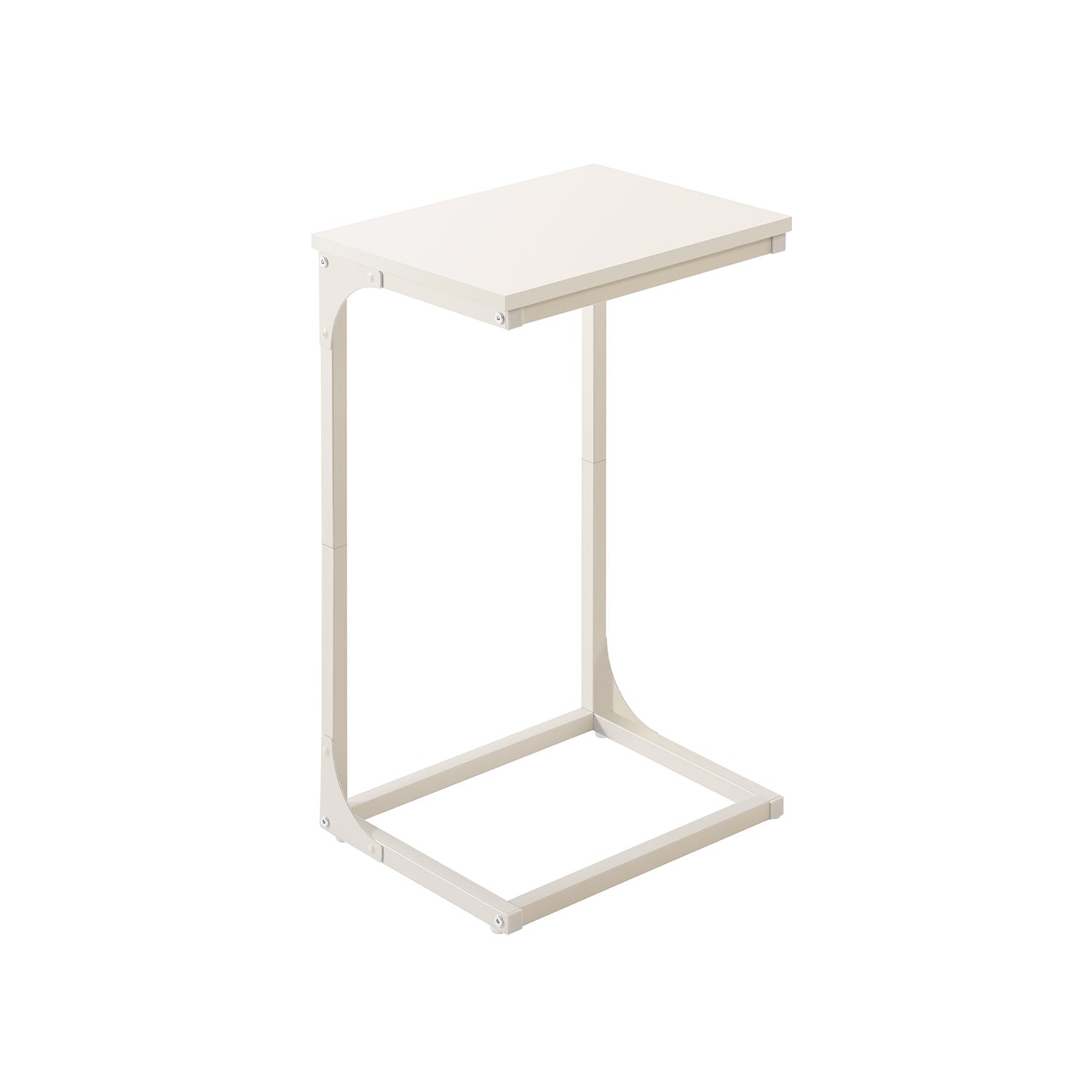 C-Shaped End Table with Metal Frame - Cream White