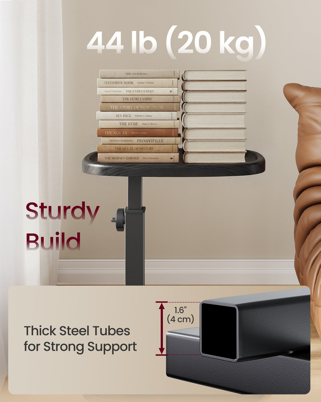 C-Shaped Sofa Side Table - Slides Under Couch - Laptop and Snack Tray