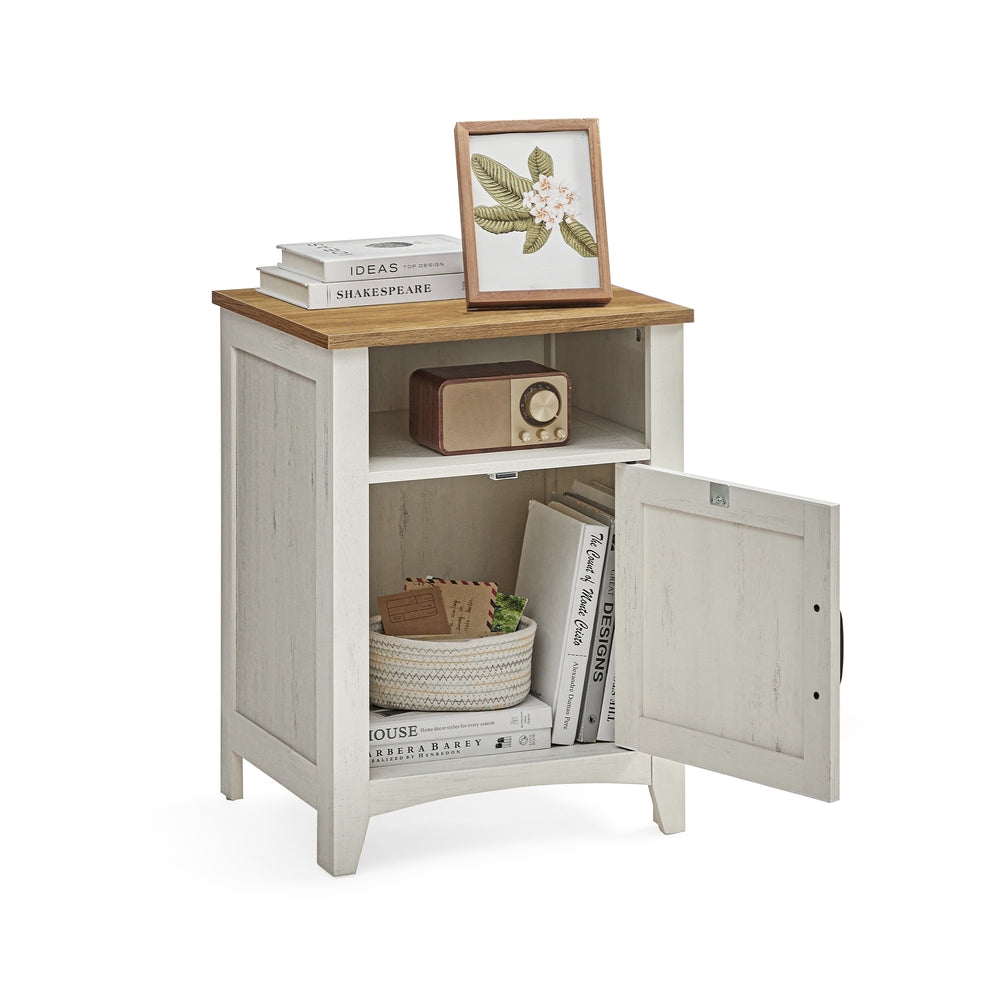 Farmhouse Nightstand - White + Brown