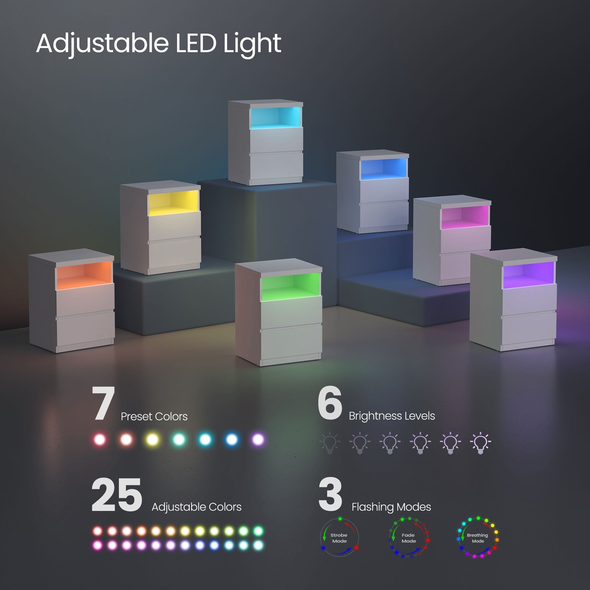 Nightstand with Adjustable LED Light
