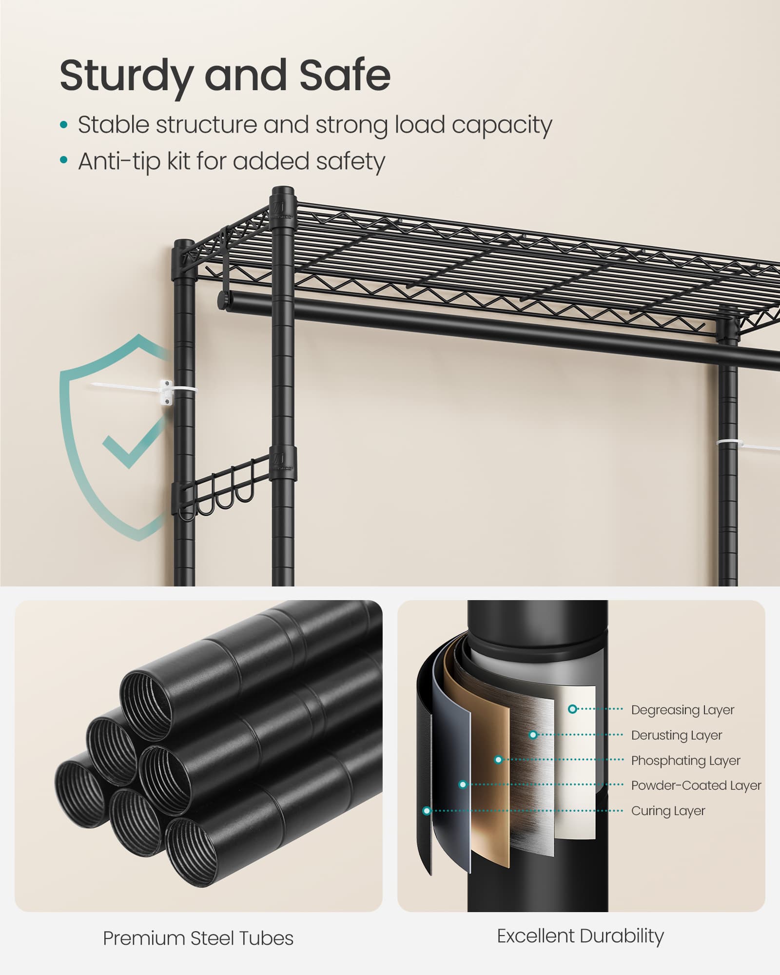 Heavy-Duty Rolling Clothes Rack