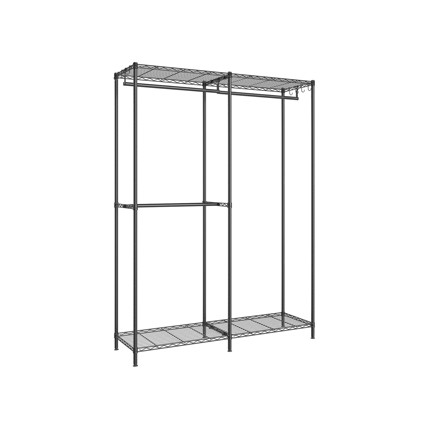 Metal Clothing Rack with Adjustable Shelves and Hanging Rails - Ink Black