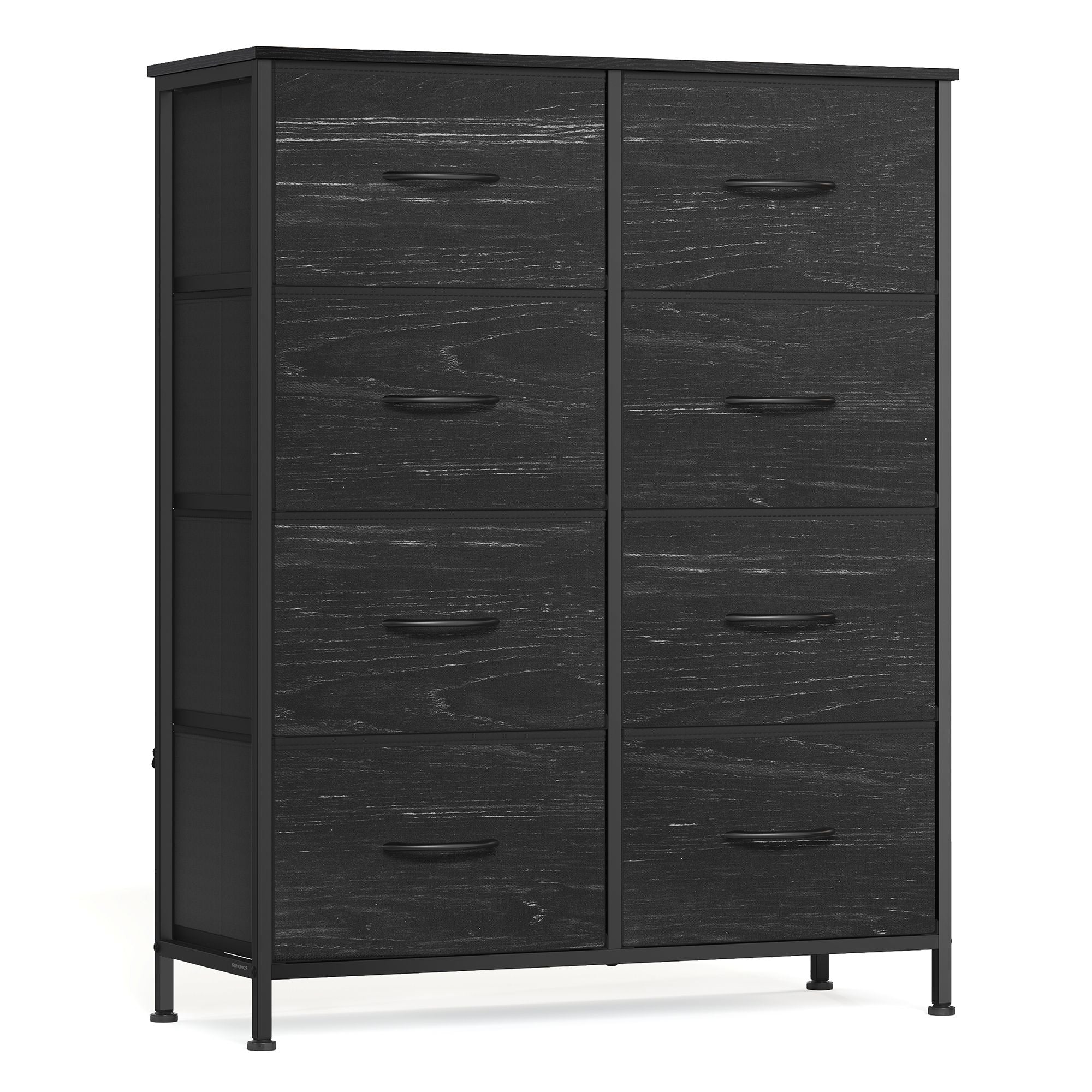 Dresser for Bedroom - 8-Drawer Storage Organizer - Ink Black & Ebony Black - Steel Frame - Ebony Black