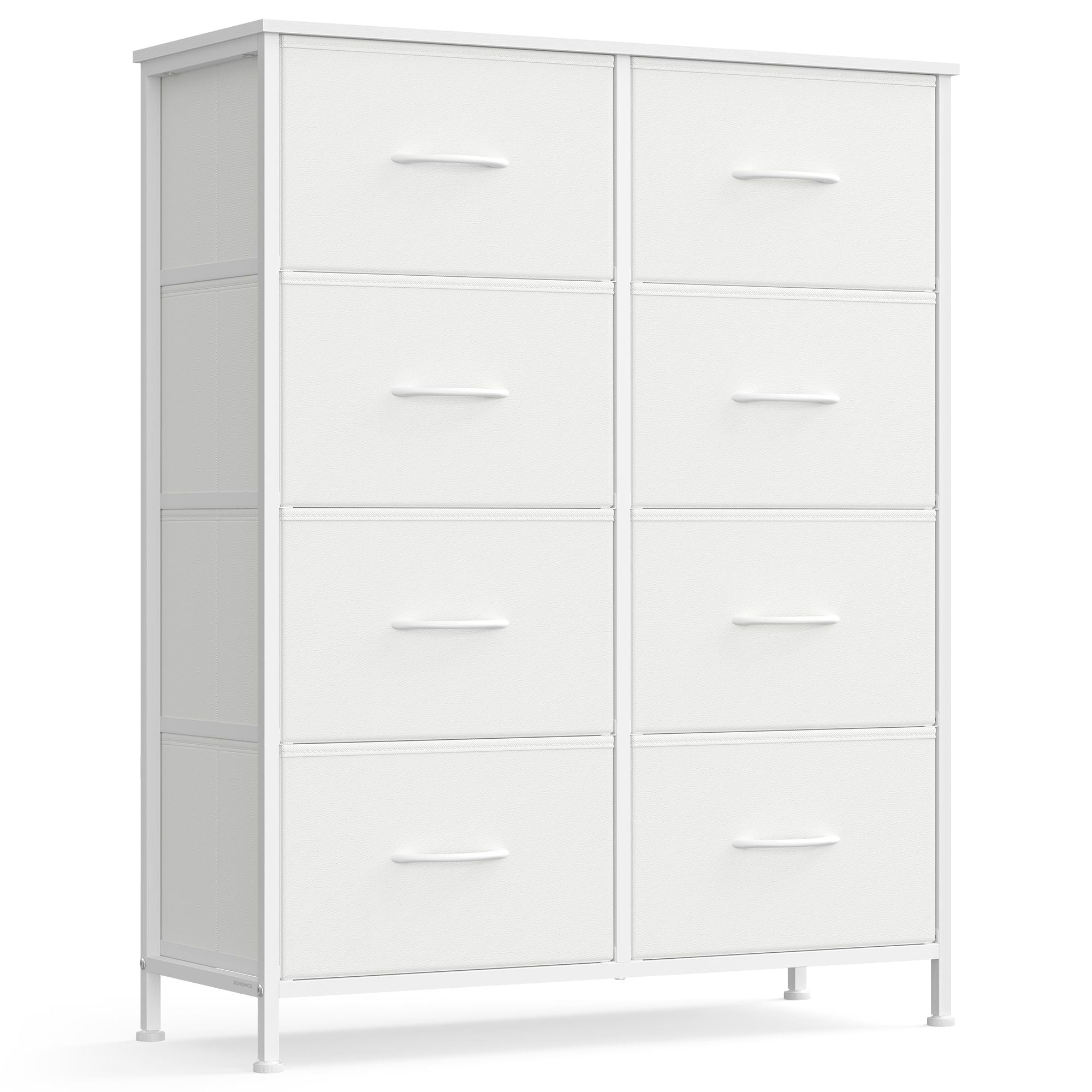 Dresser for Bedroom - 8-Drawer Storage Organizer - Ink Black & Ebony Black - Steel Frame - White