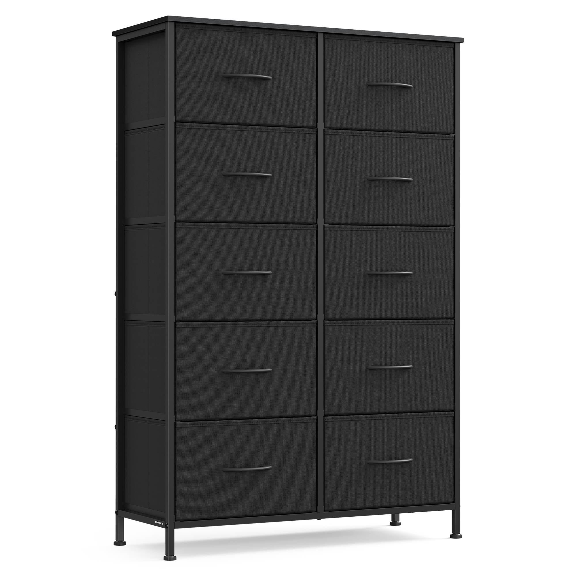 Dresser for Bedroom - 10-Drawer Storage Organizer - Rustic Brown & Ink Black - Steel Frame - Ink Black, Ebony Black