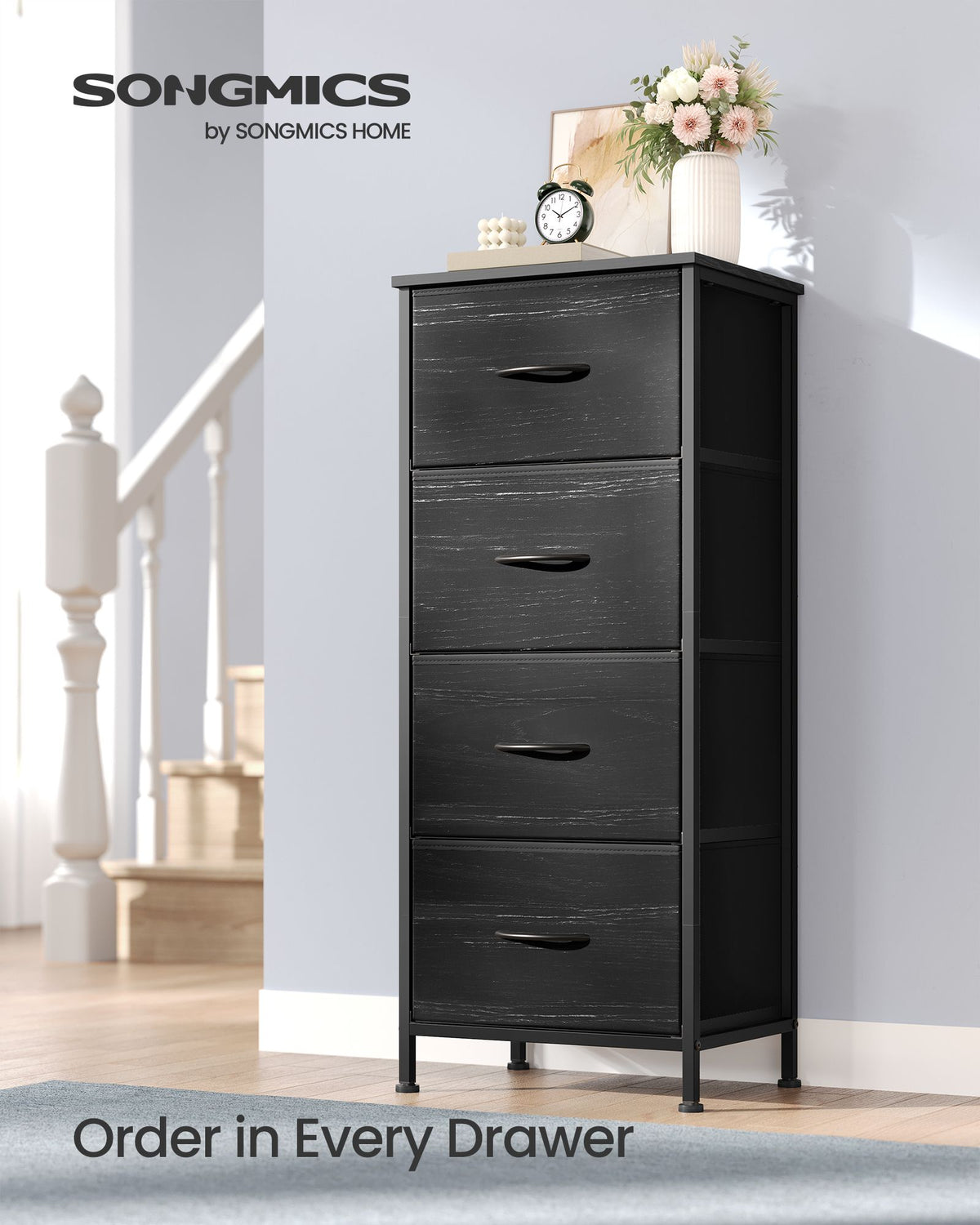 Dresser for Bedroom - Tall Dresser with 4 Fabric Drawers