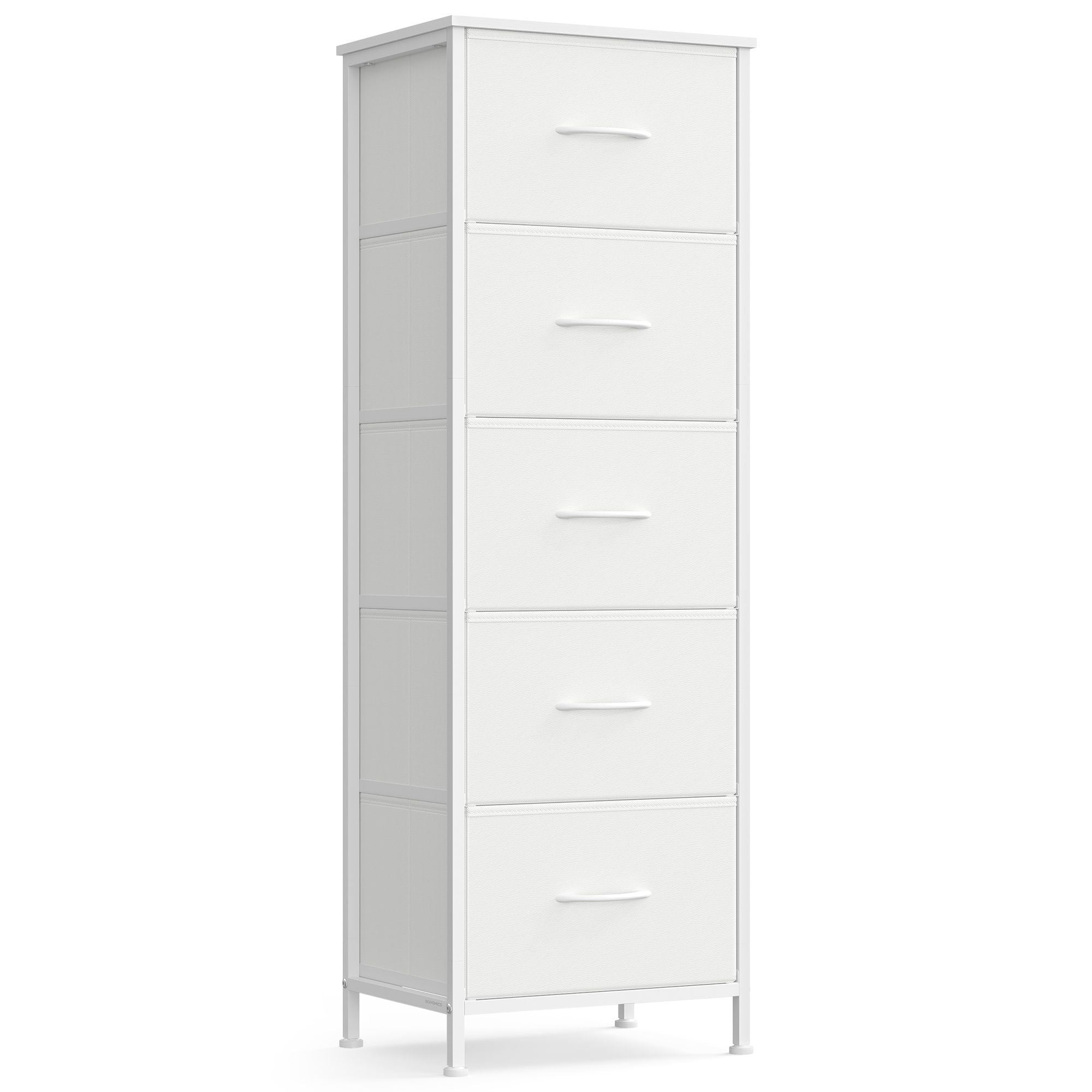 5 Drawer Dresser - Rustic Brown & Ink Black - Steel Frame - 46" Tall Storage Organizer - White