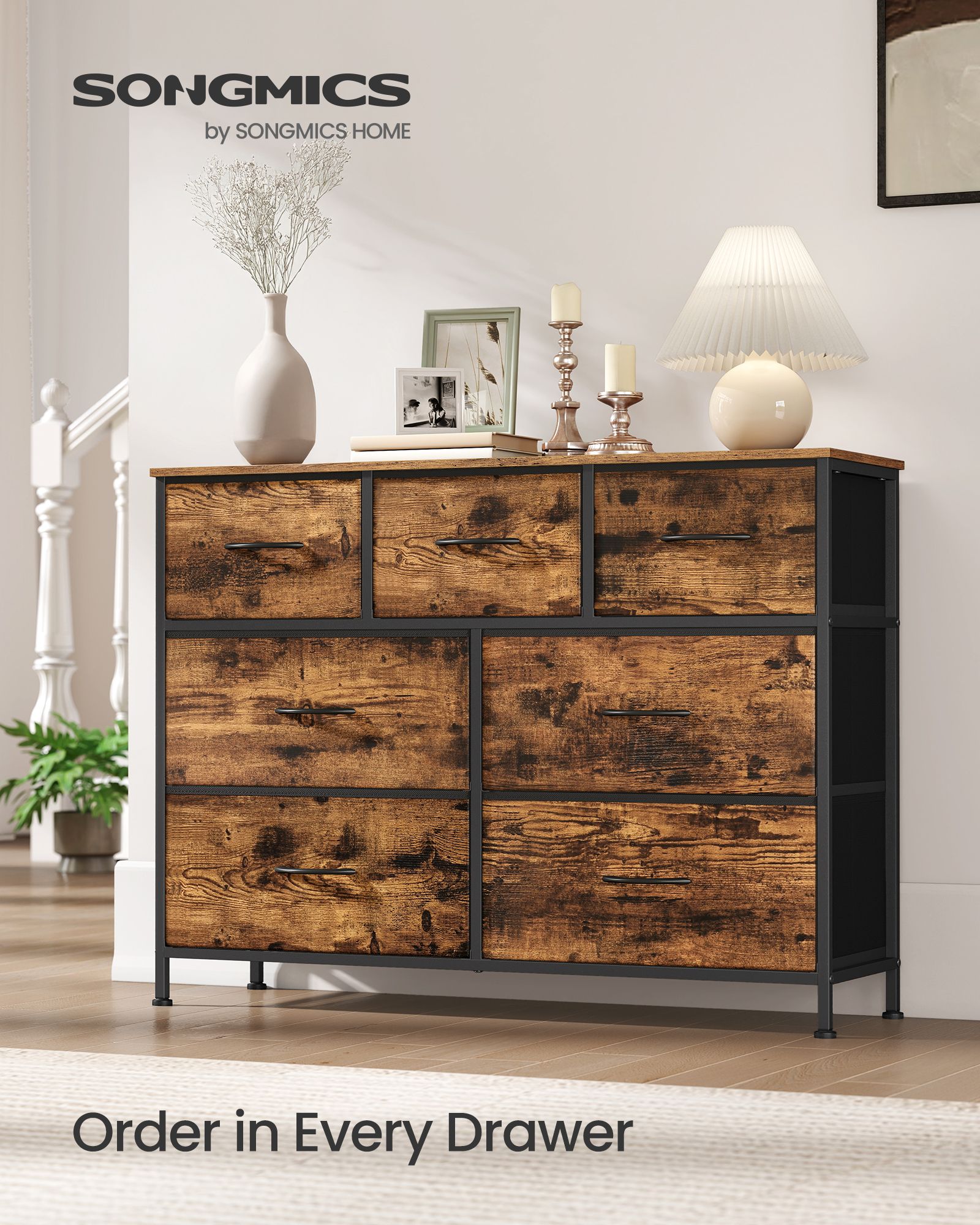 Dresser for Bedroom - Wide Dresser with 7 Fabric Drawers